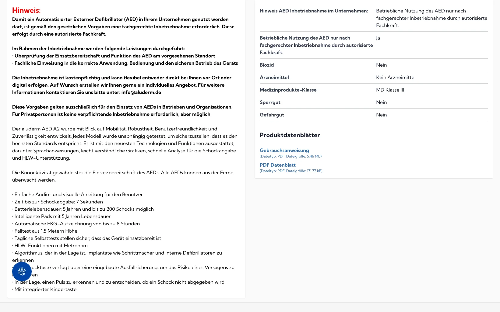 Screenshot-Beleg: Söhngen — Kriterium 6.5 Service- / Wartungs-Bereich