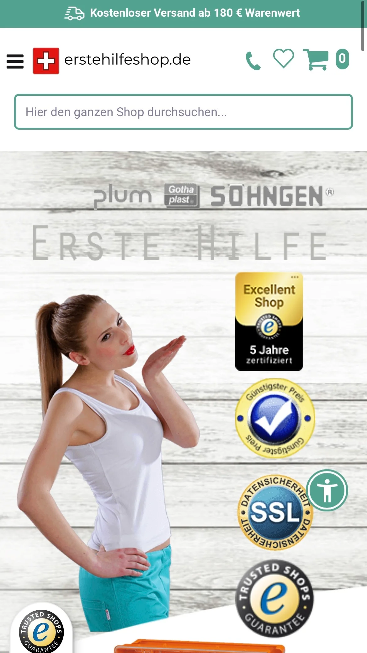 Screenshot-Beleg: erstehilfeshop.de — Kriterium 7.5 Mobile Bedienbarkeit