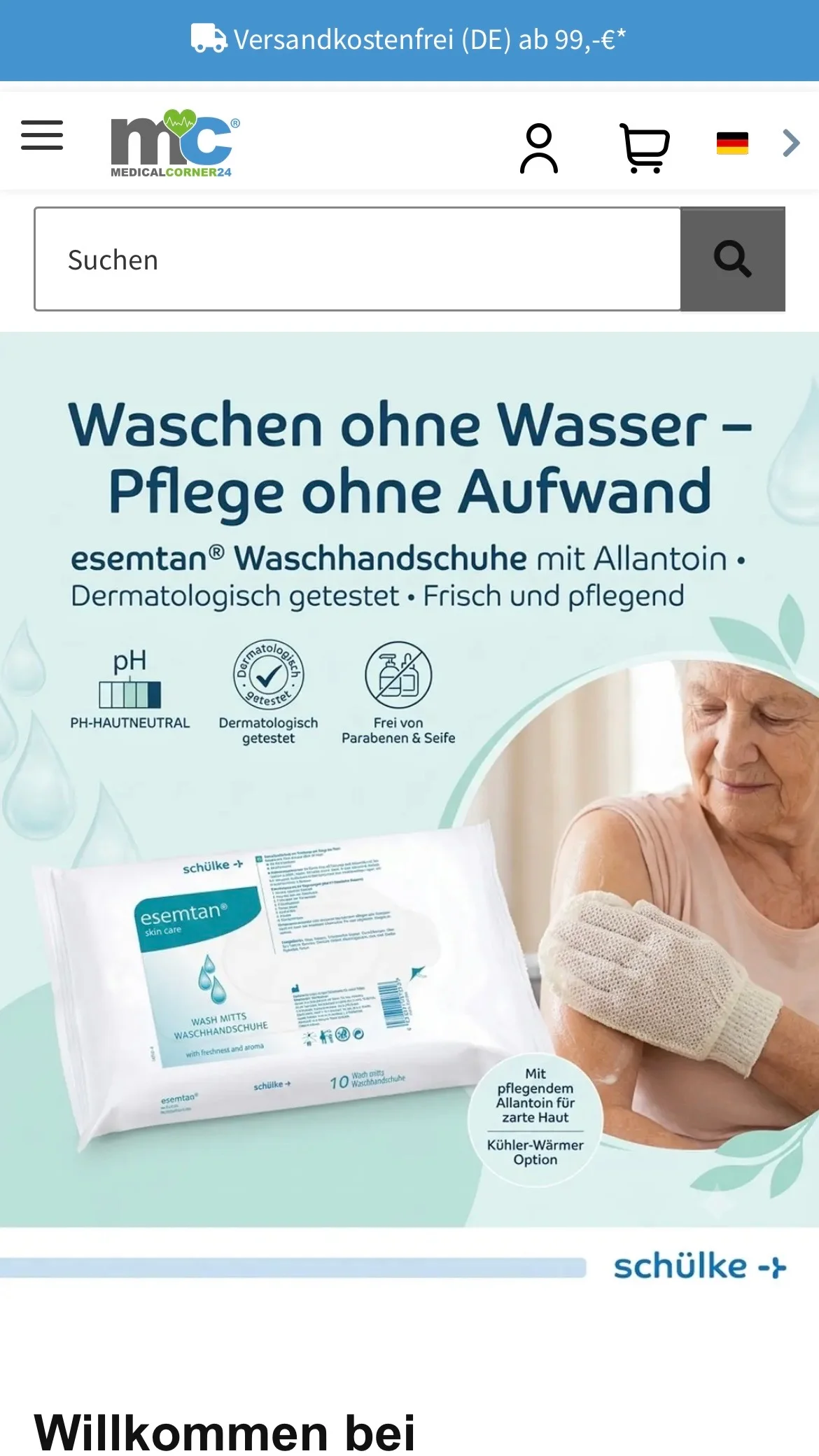 Screenshot-Beleg: medicalcorner24 — Kriterium 7.5 Mobile Bedienbarkeit