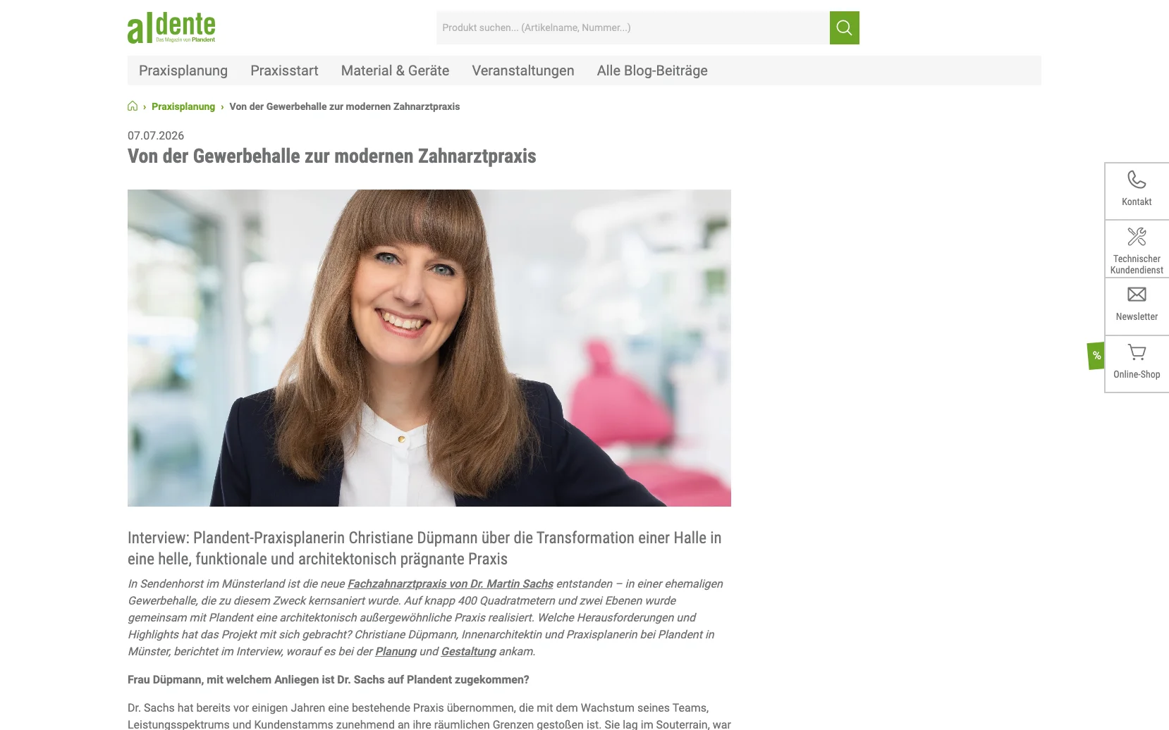 Screenshot-Beleg: Plandent — Kriterium 6.7 Content-/Ratgeber-Bereich