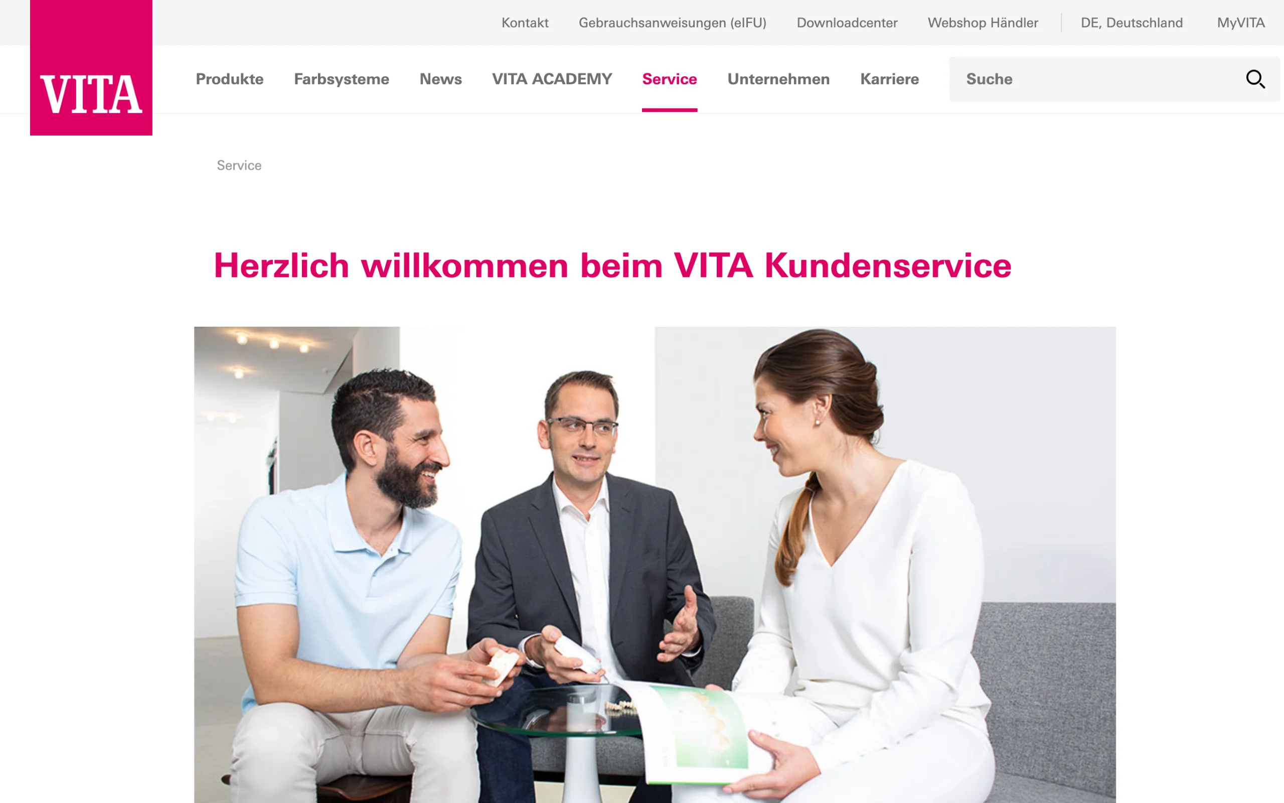 Screenshot-Beleg: VITA Zahnfabrik — Kriterium 6.1 Kontaktmöglichkeiten präsent