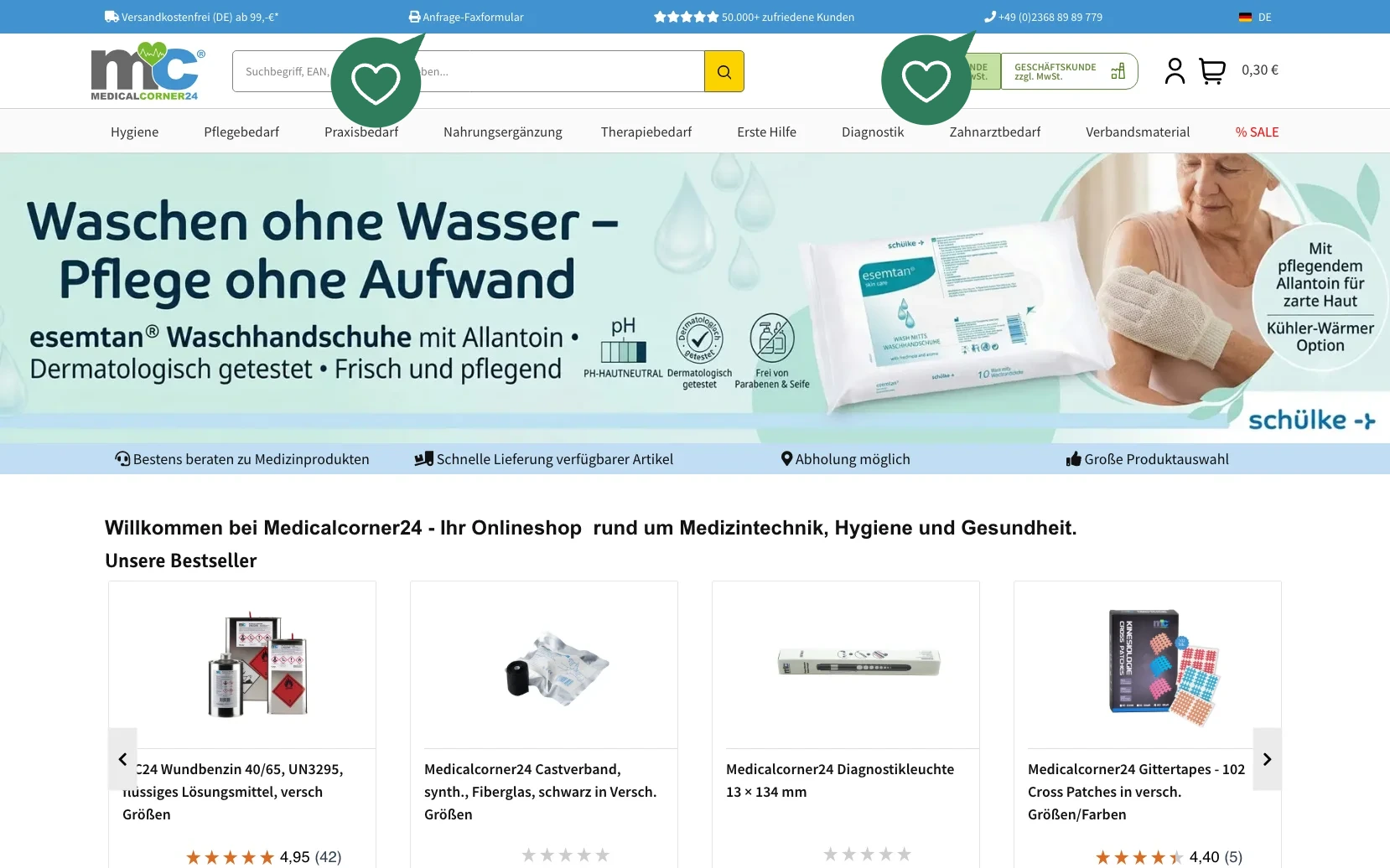 Screenshot-Beleg: medicalcorner24 — Kriterium 6.1 Kontaktmöglichkeiten präsent