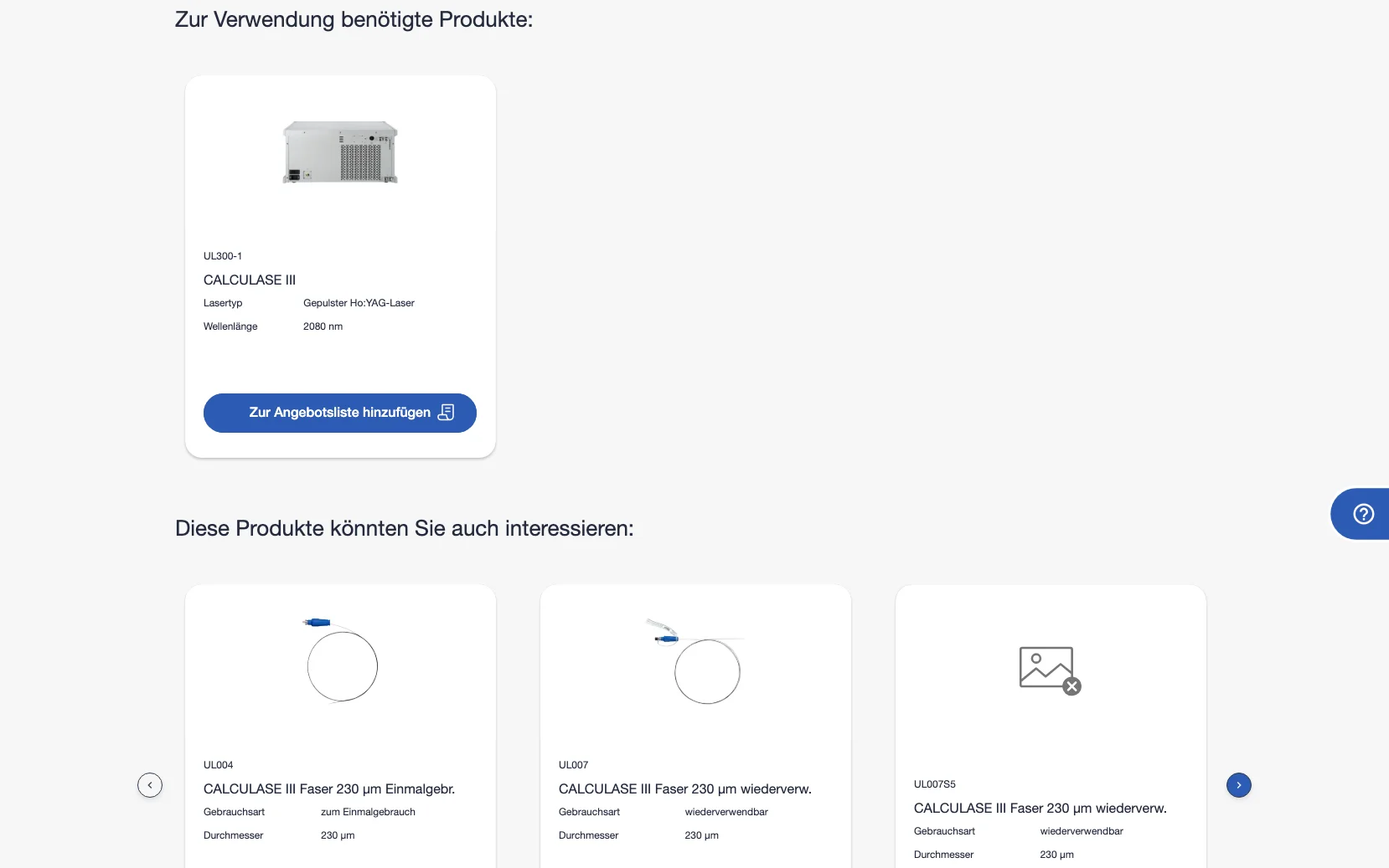 Screenshot-Beleg: Karl Storz — Kriterium 4.9 Passende Produkte & Zubehör