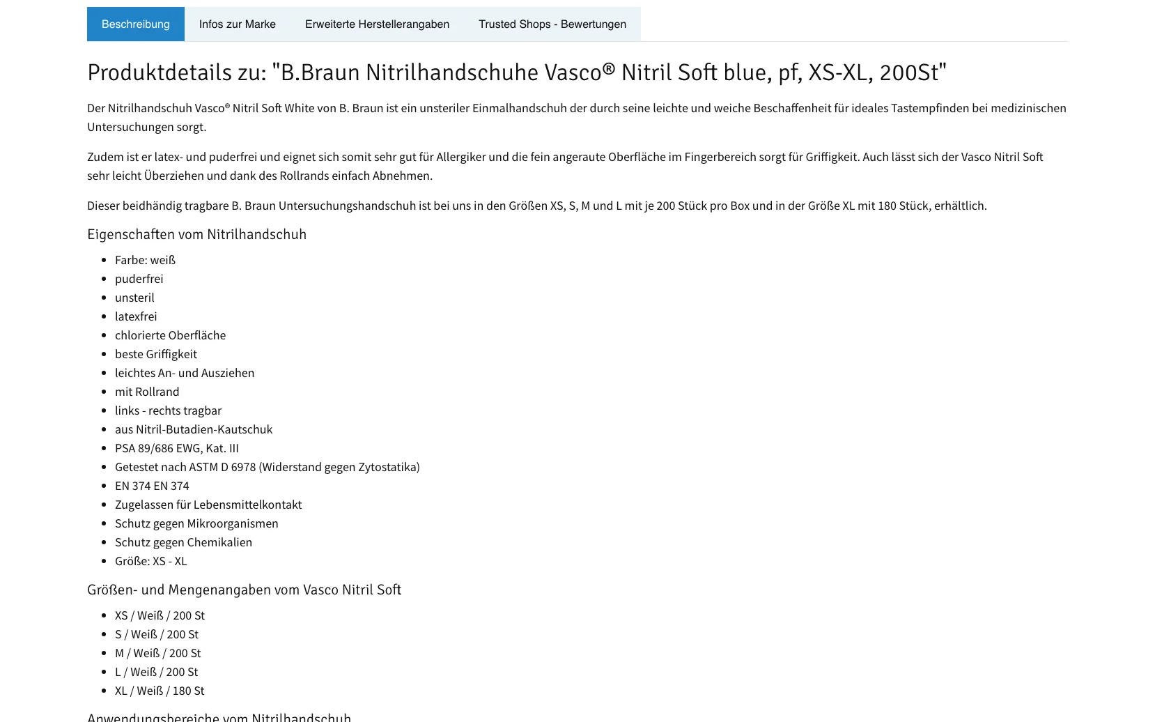 Screenshot-Beleg: medicalcorner24 — Kriterium 4.3 Strukturierte Produktinformation