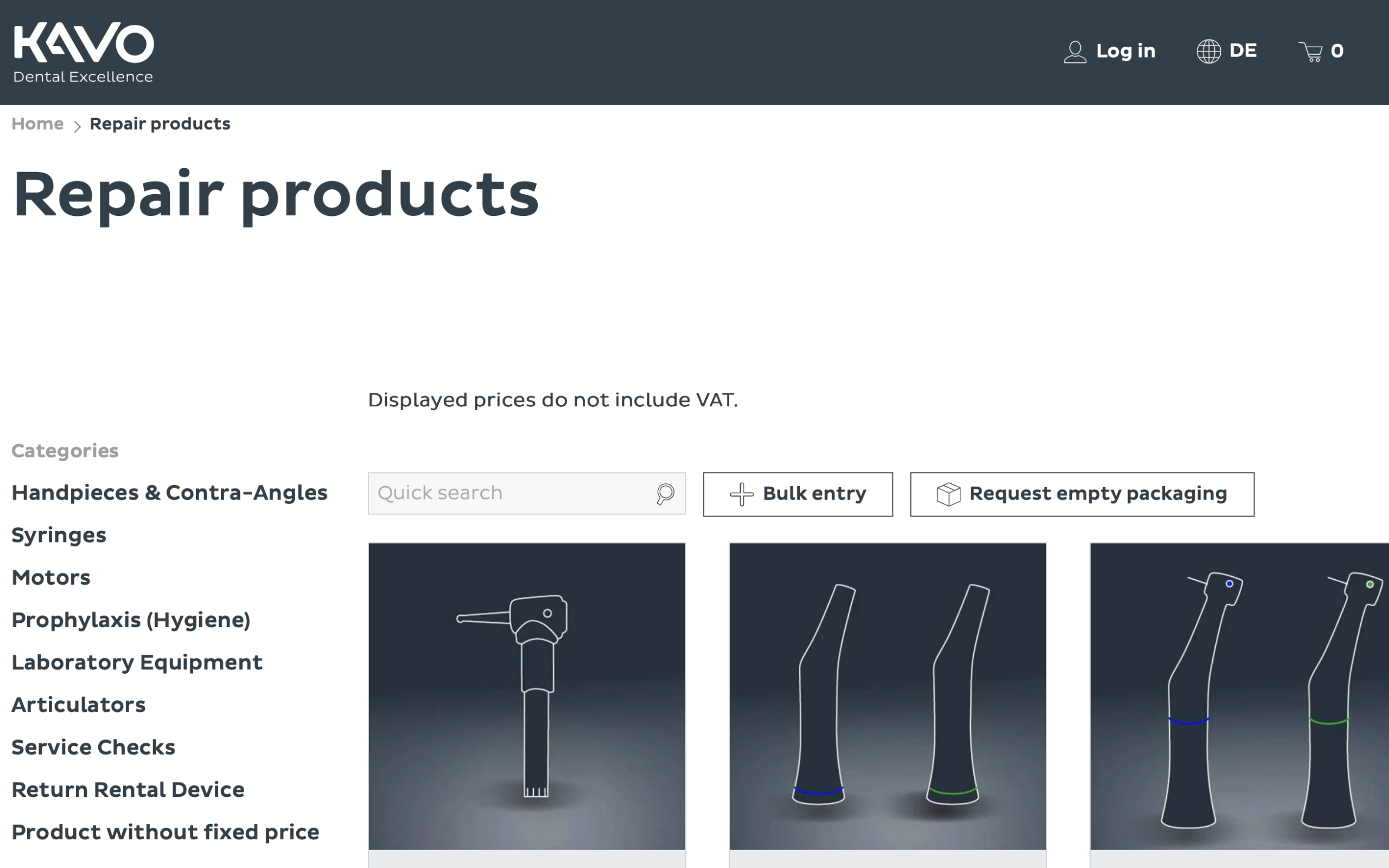 Screenshot-Beleg: KaVo Dental — Kriterium 6.5 Service- / Wartungs-Bereich