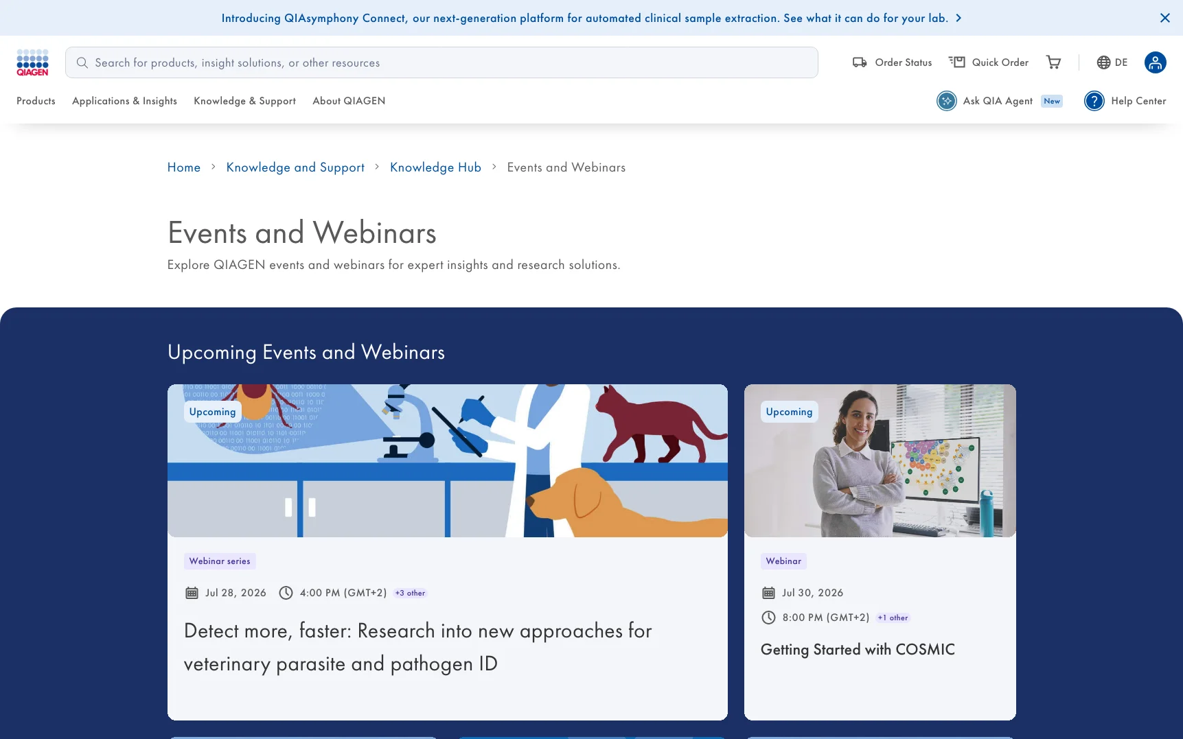 Screenshot-Beleg: QIAGEN — Kriterium 6.4 Schulungs- / Education-Hub