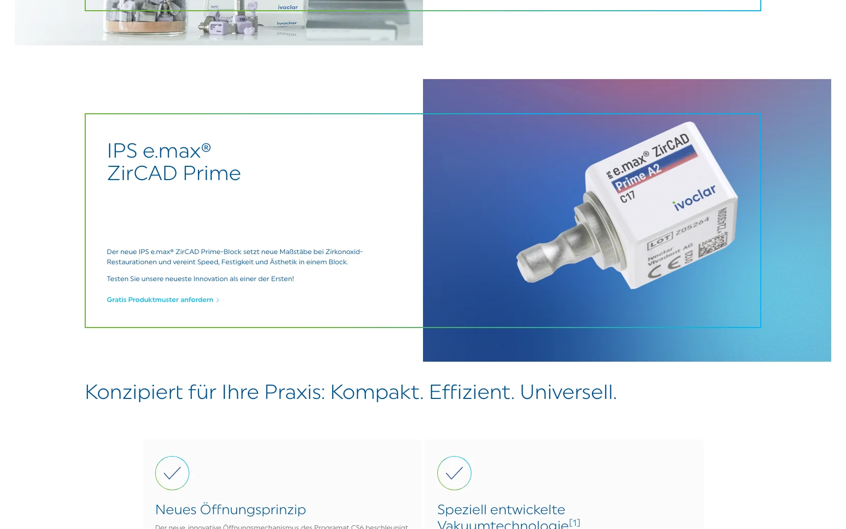 Screenshot-Beleg: Ivoclar Vivadent — Kriterium 4.10 Demo / Trial / Probe anforderbar