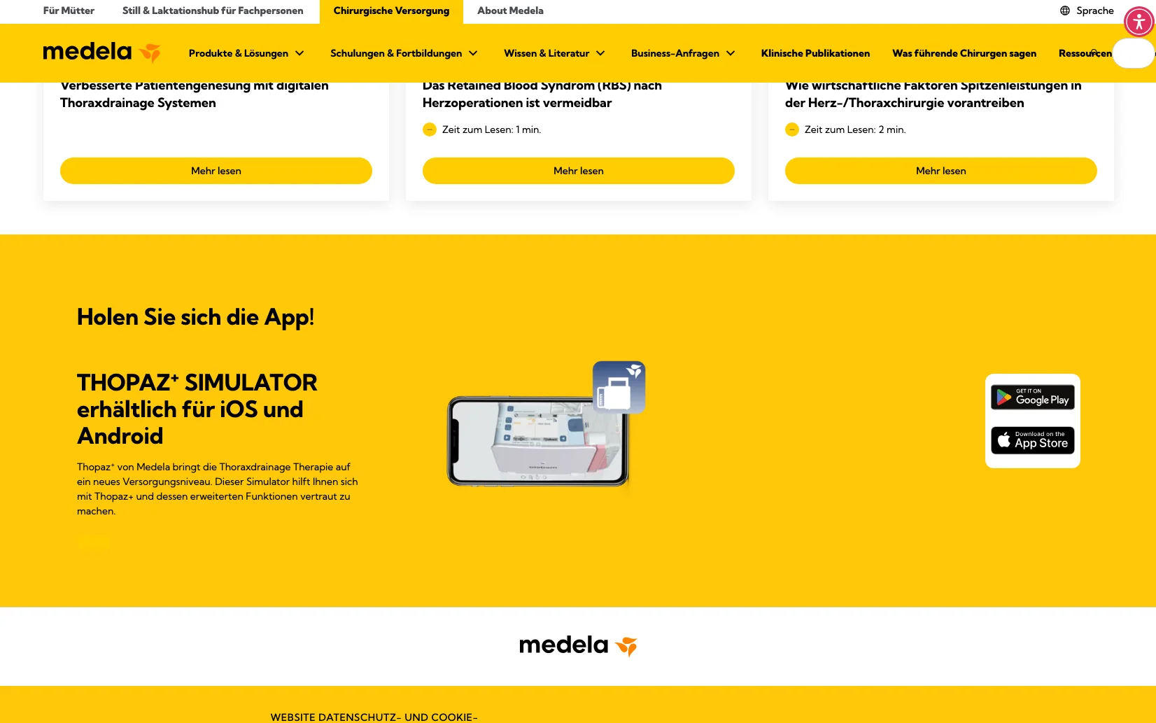 Screenshot-Beleg: Medela — Kriterium 4.7 3D / AR / Konfigurator