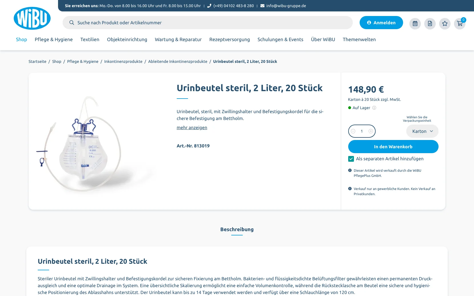 Screenshot-Beleg: WiBU PflegePlus — Kriterium 2.2 Suche per Artikelnr./PZN/REF