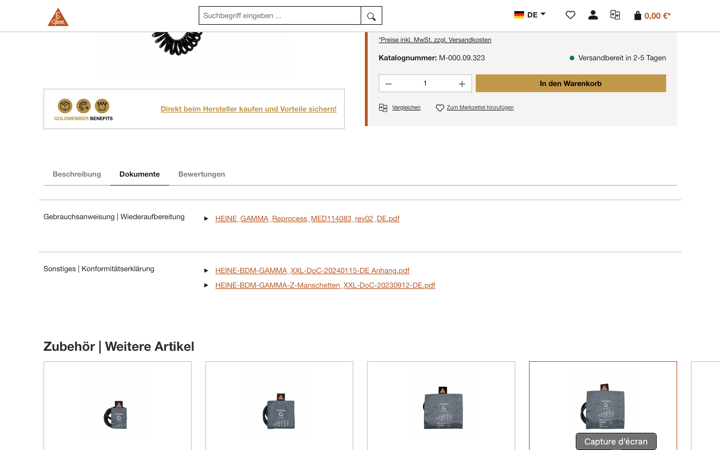 Screenshot-Beleg: Heine Optotechnik — Kriterium 4.5 Klinische Studien / Evidenz