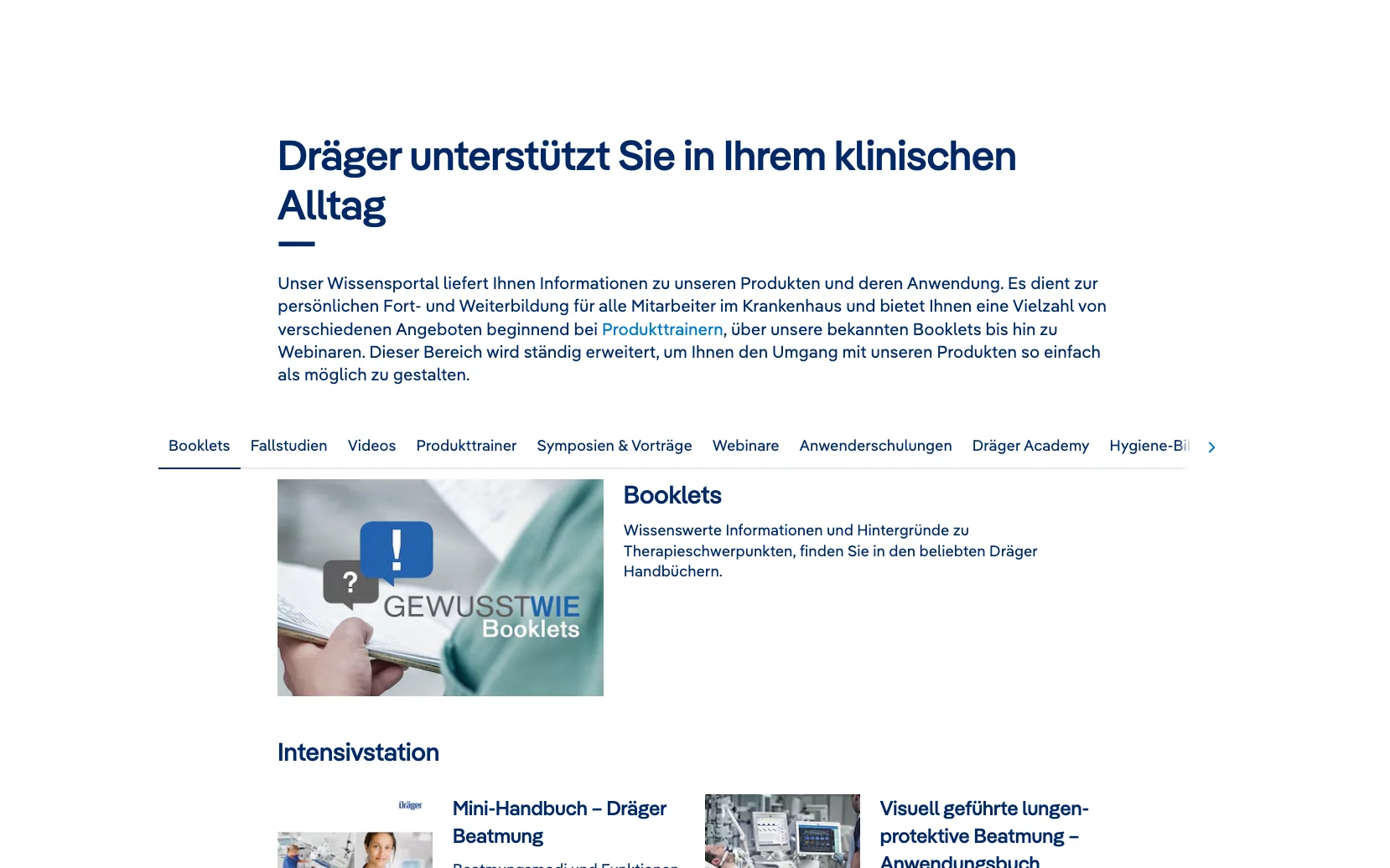 Screenshot-Beleg: Dräger — Kriterium 6.7 Content-/Ratgeber-Bereich