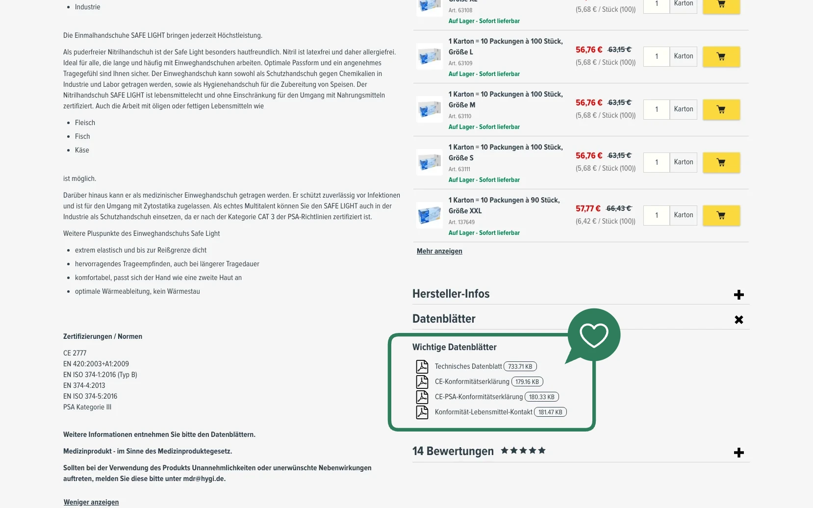 Beleg zu Kriterium 4.2: hygi.de
