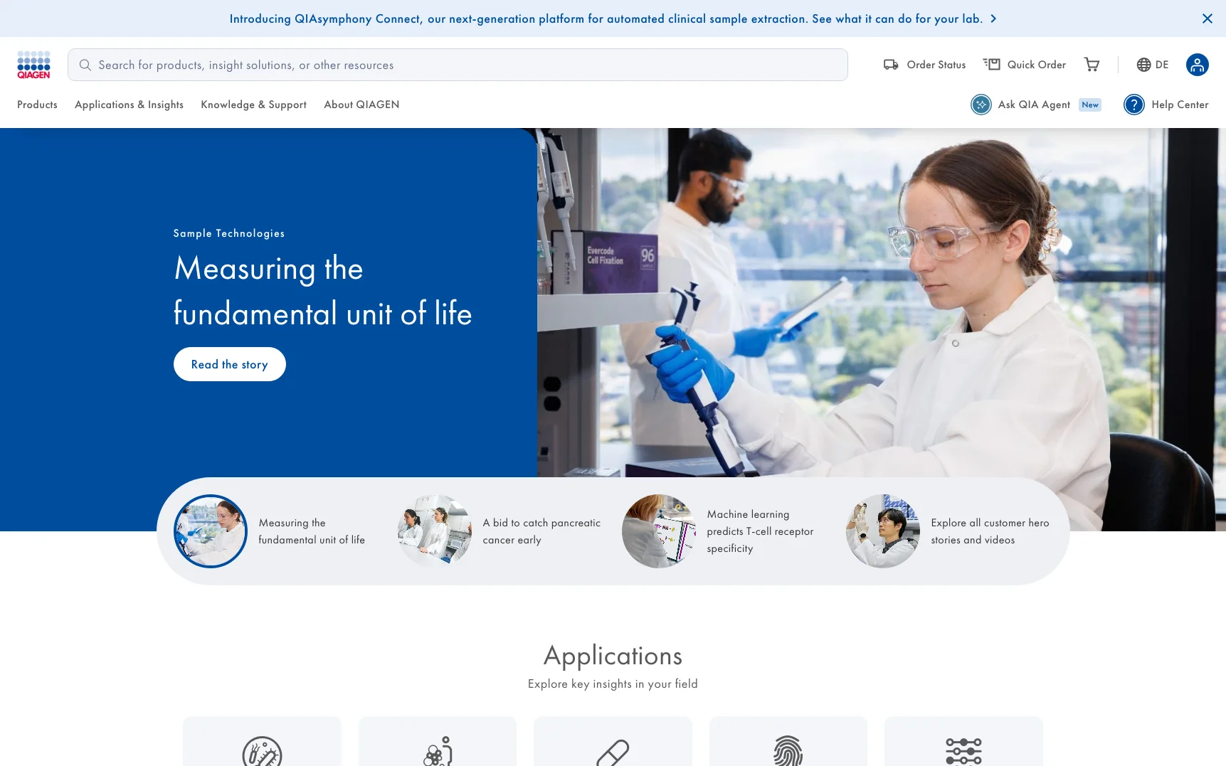 Screenshot-Beleg: QIAGEN — Kriterium 1.4 Design & Gesamteindruck