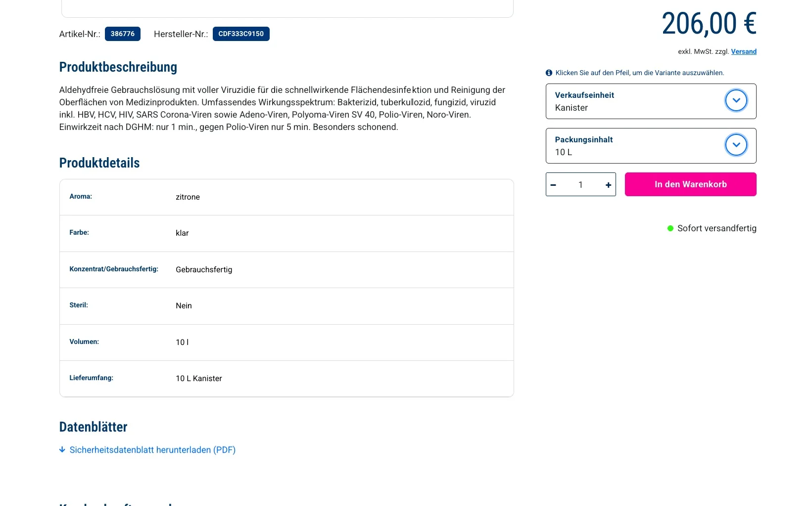Screenshot-Beleg: Dental Bauer — Kriterium 4.2 Tech. Dokumente downloadbar