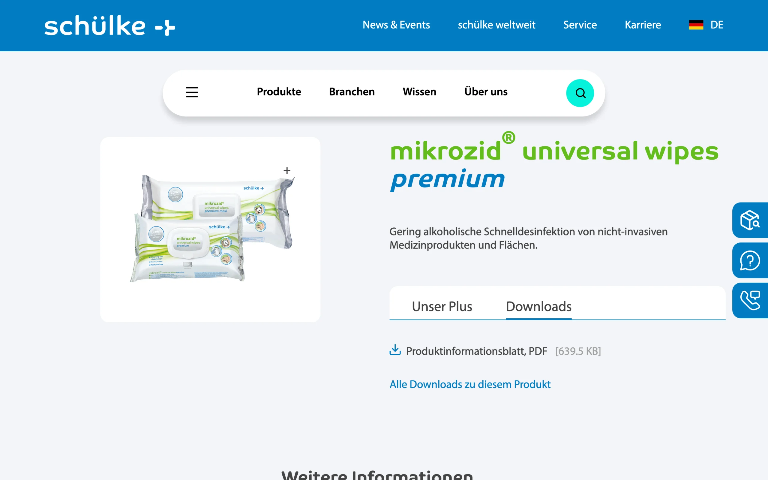 Screenshot-Beleg: Schülke & Mayr — Kriterium 4.2 Tech. Dokumente downloadbar