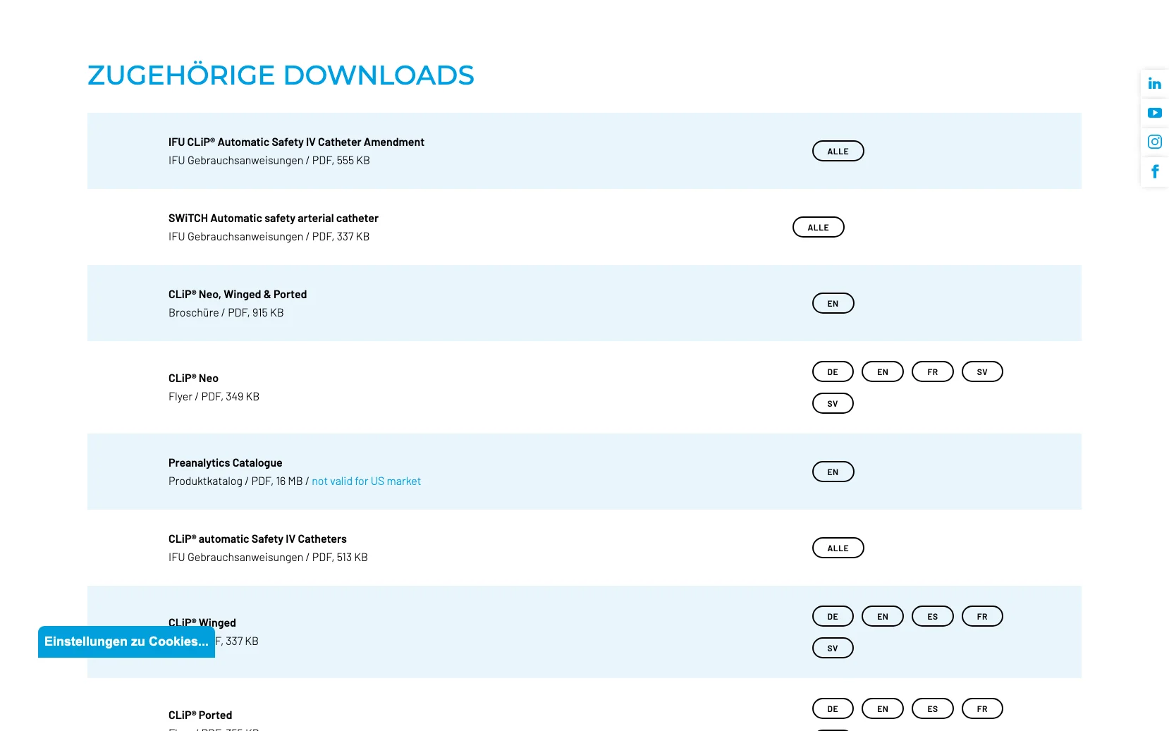 Screenshot-Beleg: Greiner Bio-One — Kriterium 4.2 Tech. Dokumente downloadbar