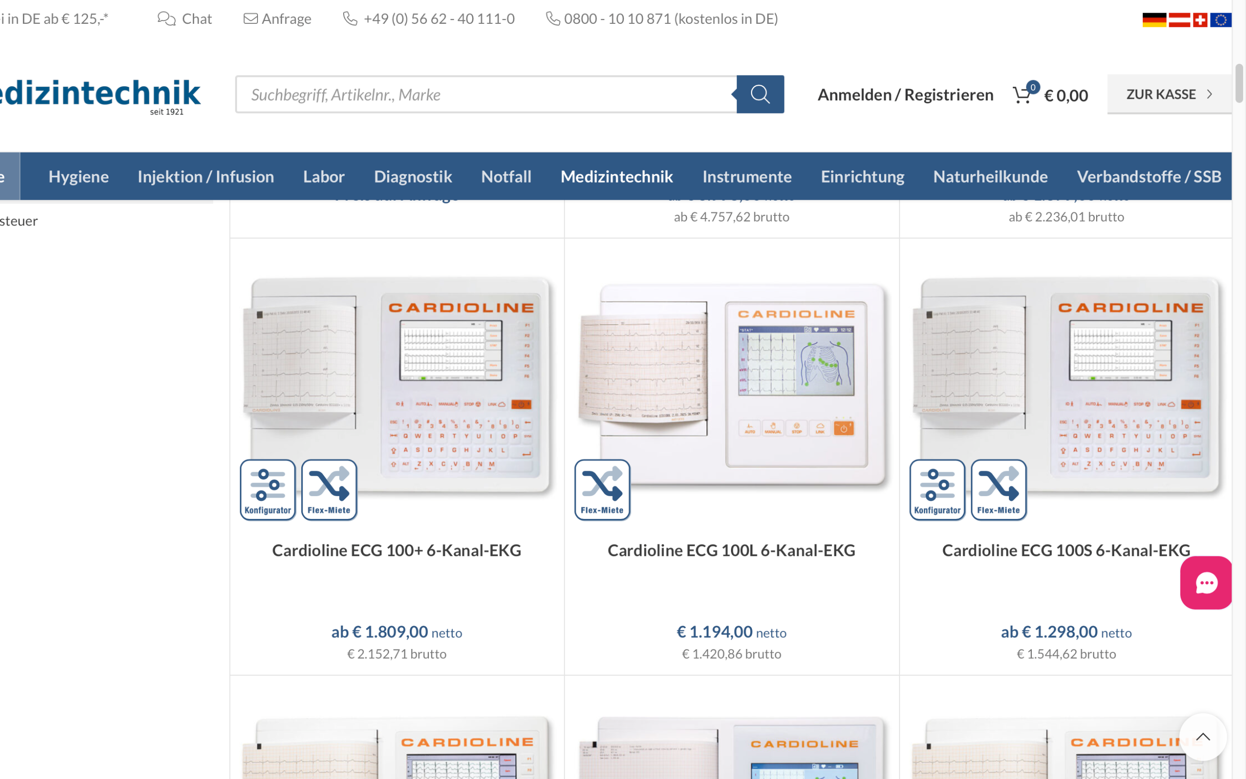 Screenshot-Beleg: KS Medizintechnik — Kriterium 3.3 Produktidentifikation in der Produktliste