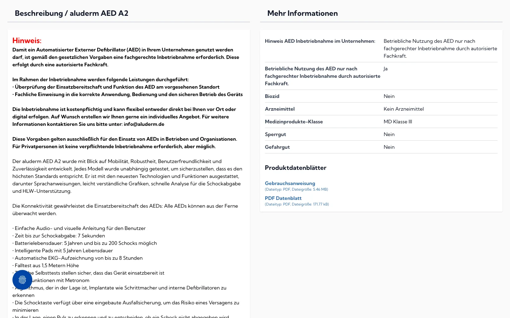 Screenshot-Beleg: Söhngen — Kriterium 4.2 Tech. Dokumente downloadbar