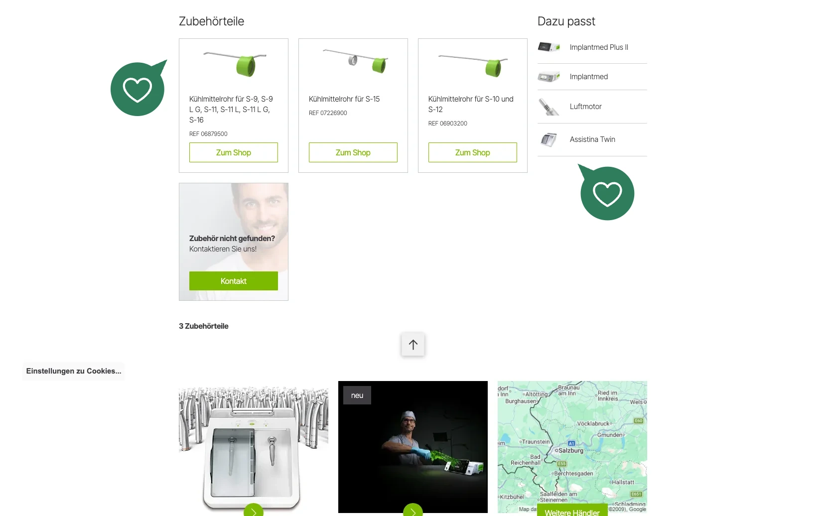 Screenshot-Beleg: W&H Dentalwerk — Kriterium 4.9 Passende Produkte & Zubehör
