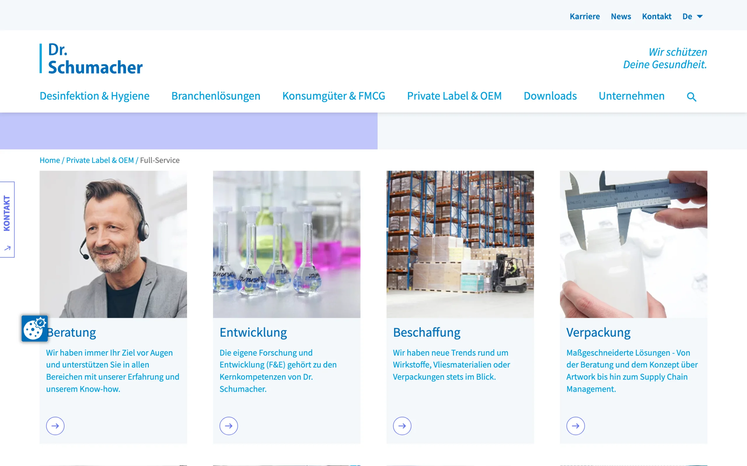 Screenshot-Beleg: Dr. Schumacher — Kriterium 6.5 Service- / Wartungs-Bereich