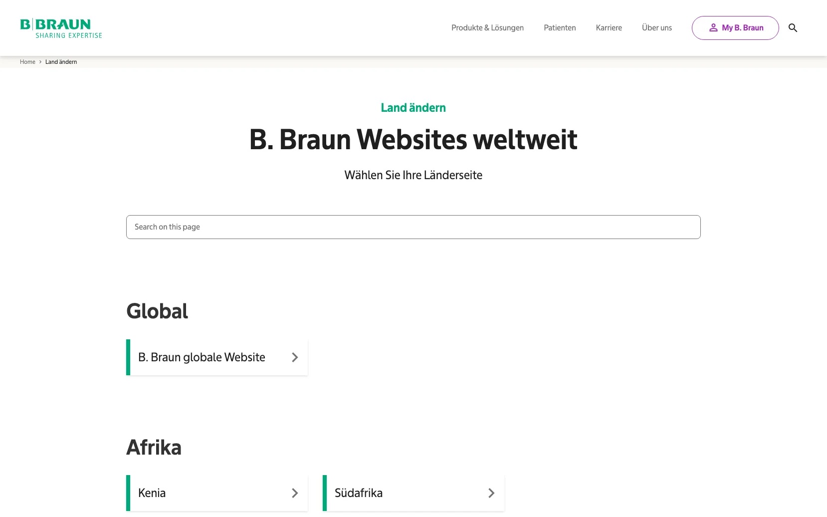 Screenshot-Beleg: B. Braun — Kriterium 1.5 Sprachauswahl