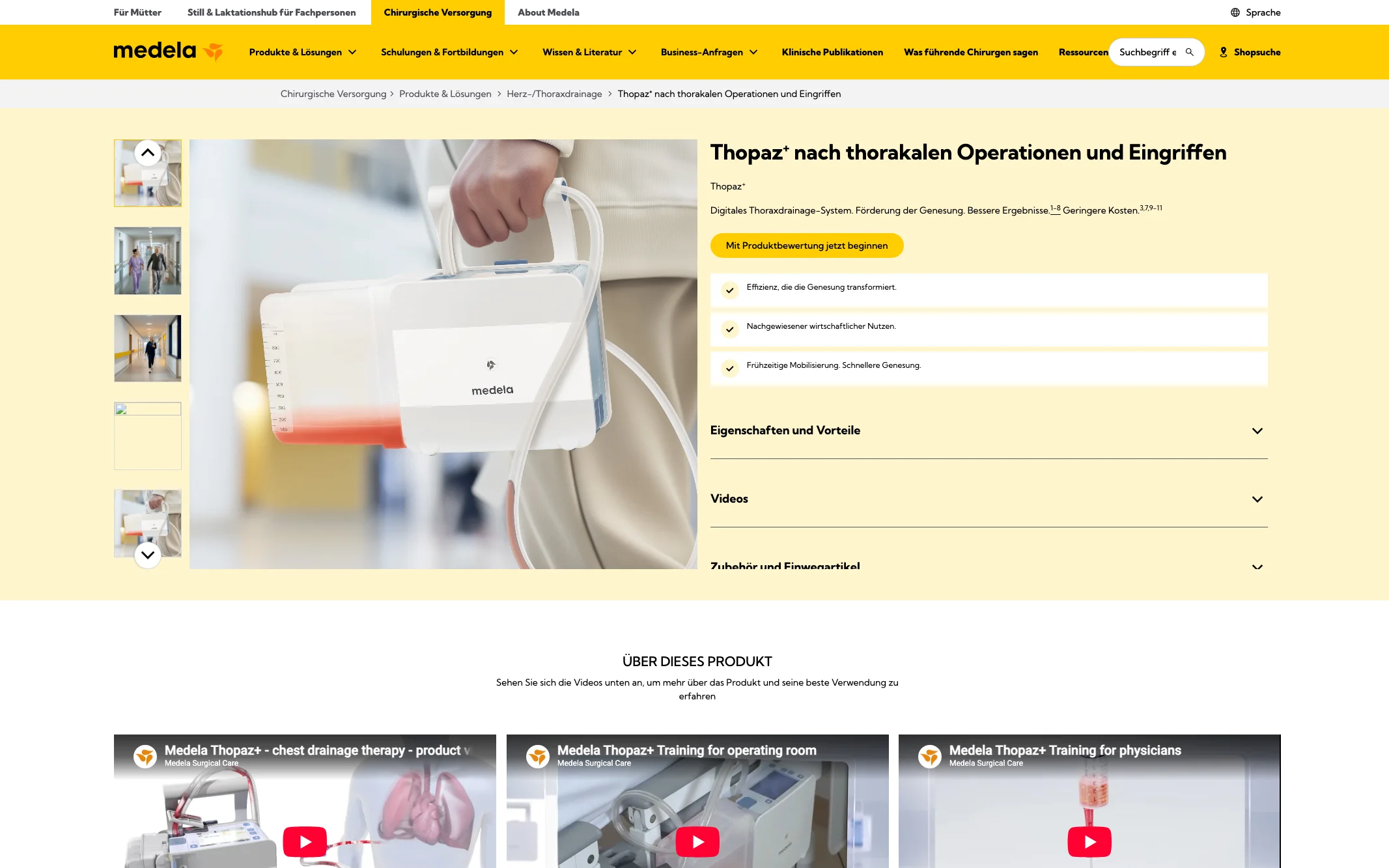 Screenshot-Beleg: Medela — Kriterium 1.1 Öffentlicher Katalog-Zugang