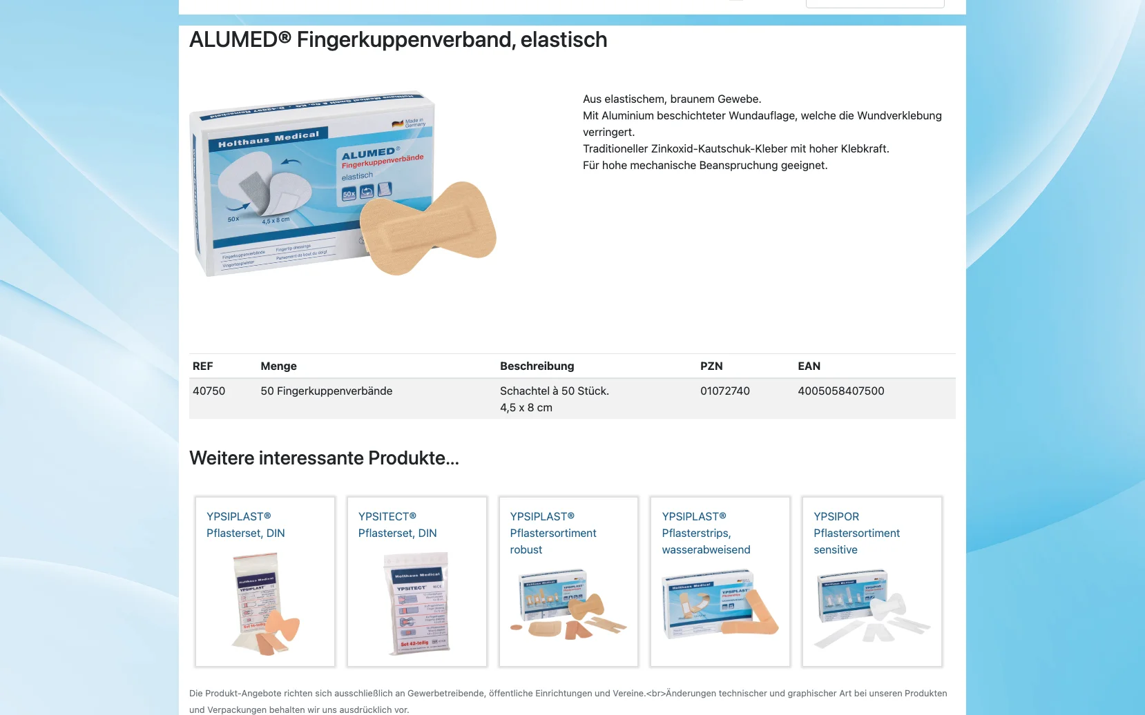 Screenshot-Beleg: Holthaus Medical — Kriterium 4.9 Passende Produkte & Zubehör