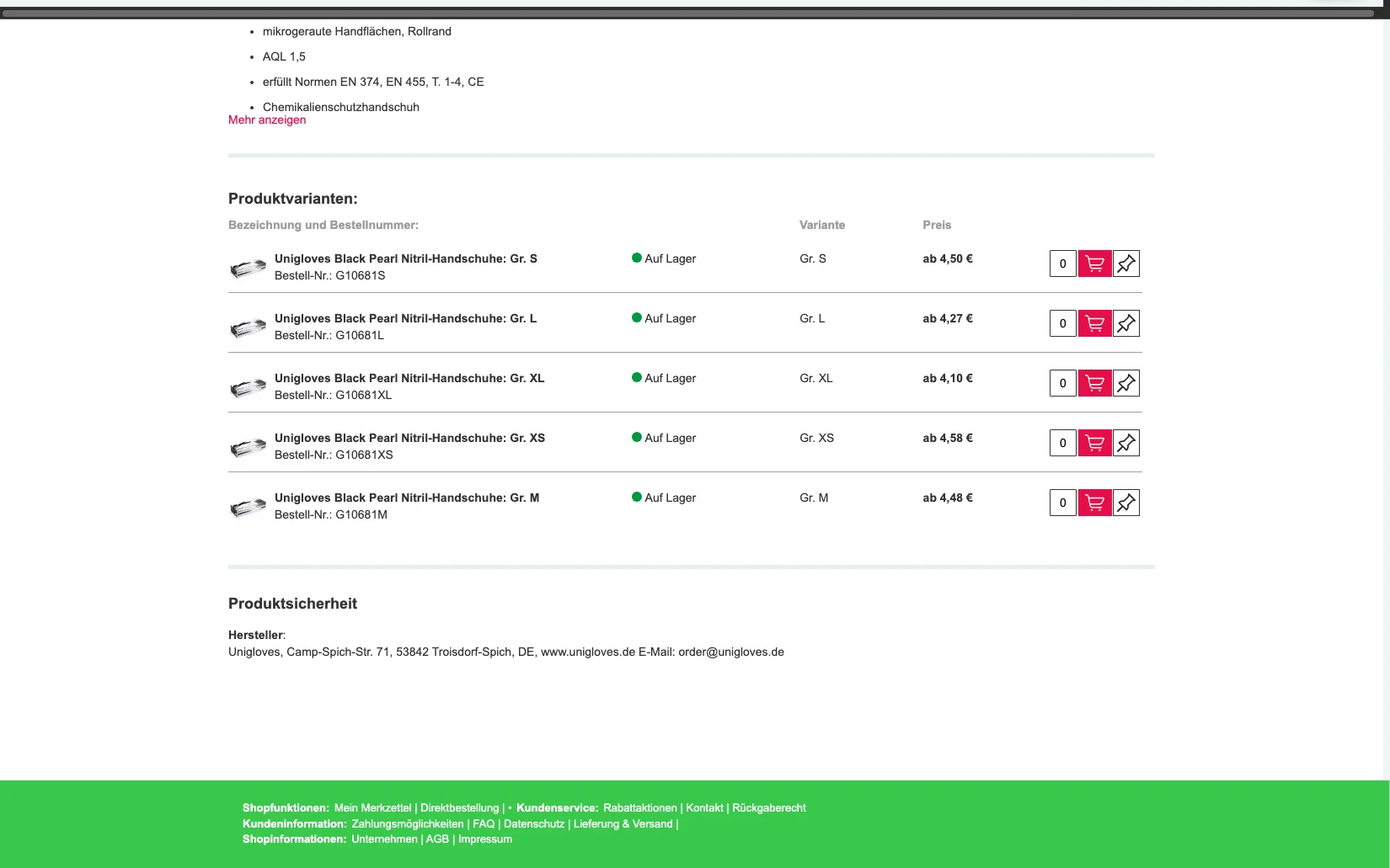 Screenshot-Beleg: Geiz Dental — Kriterium 1.2 Grundpreis / €-pro-Einheit