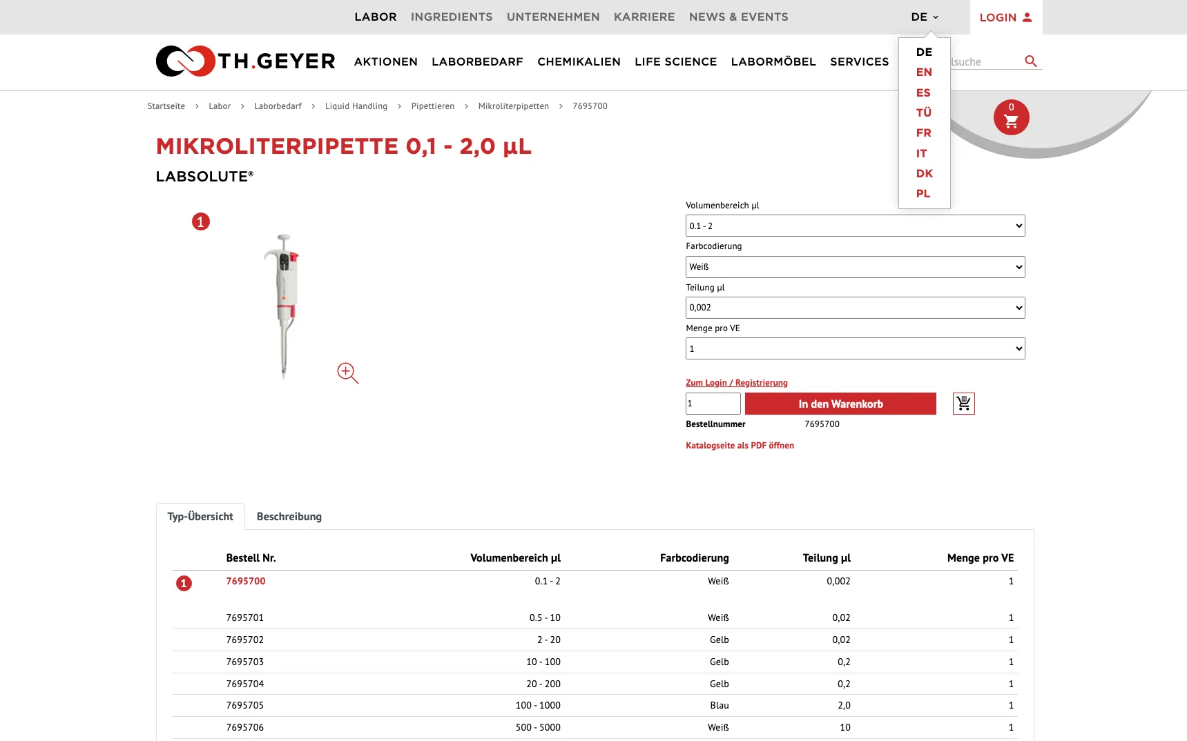Screenshot-Beleg: Th. Geyer — Kriterium 1.5 Sprachauswahl