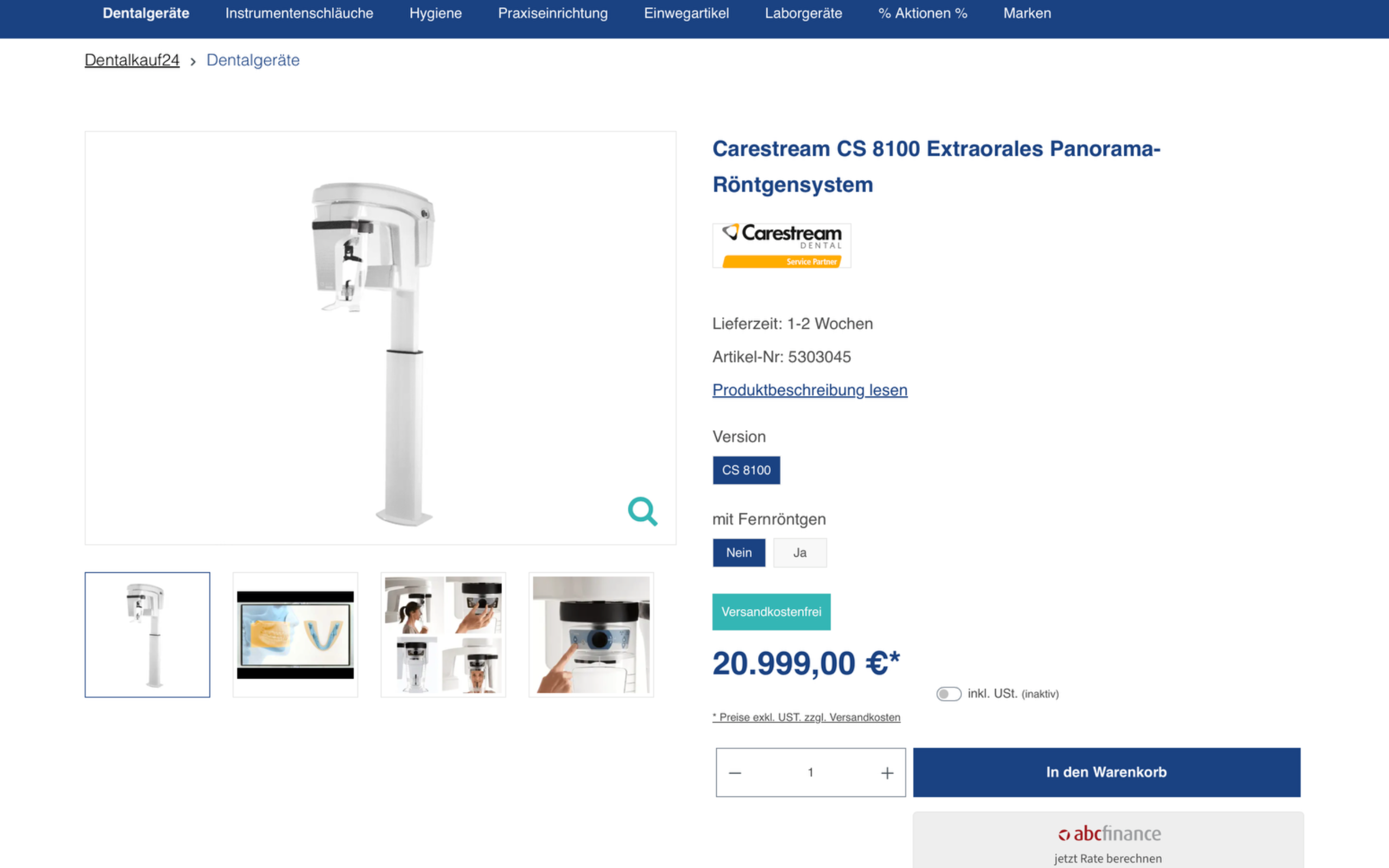 Screenshot-Beleg: Dentalkauf24 — Kriterium 5.3 Lieferzeit / Verfügbarkeit