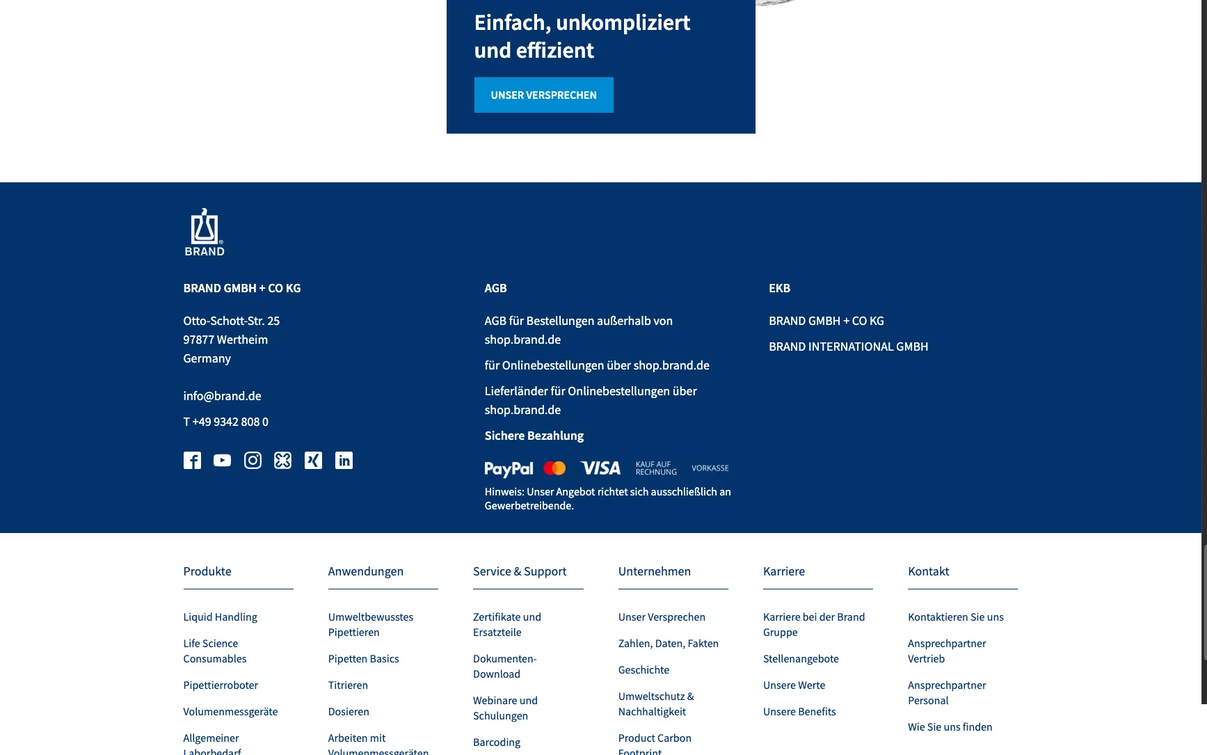 Screenshot-Beleg: Brand (Brandtech) — Kriterium 6.1 Kontaktmöglichkeiten präsent
