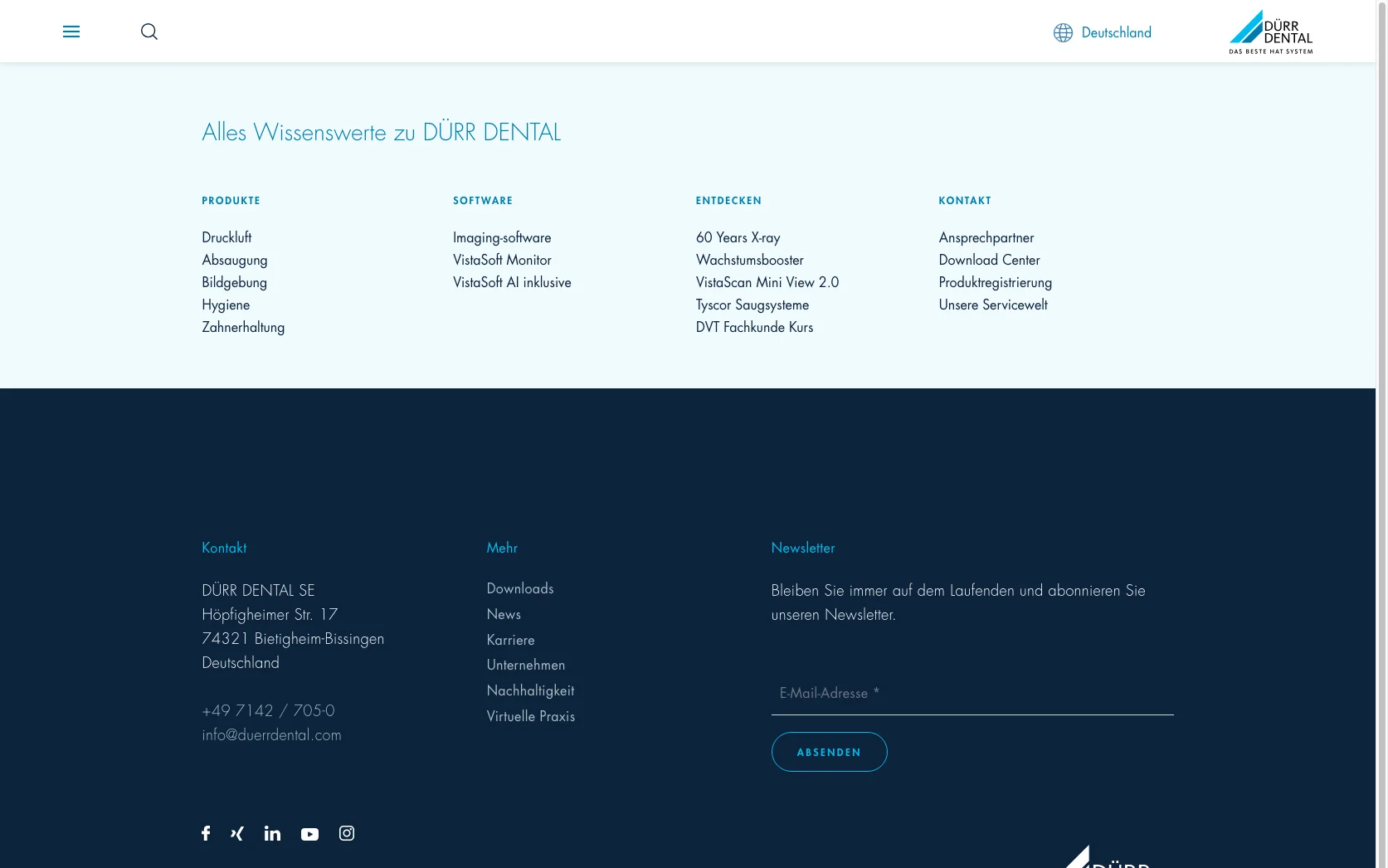 Screenshot-Beleg: Dürr Dental — Kriterium 2.5 Einstieg über Anwendung