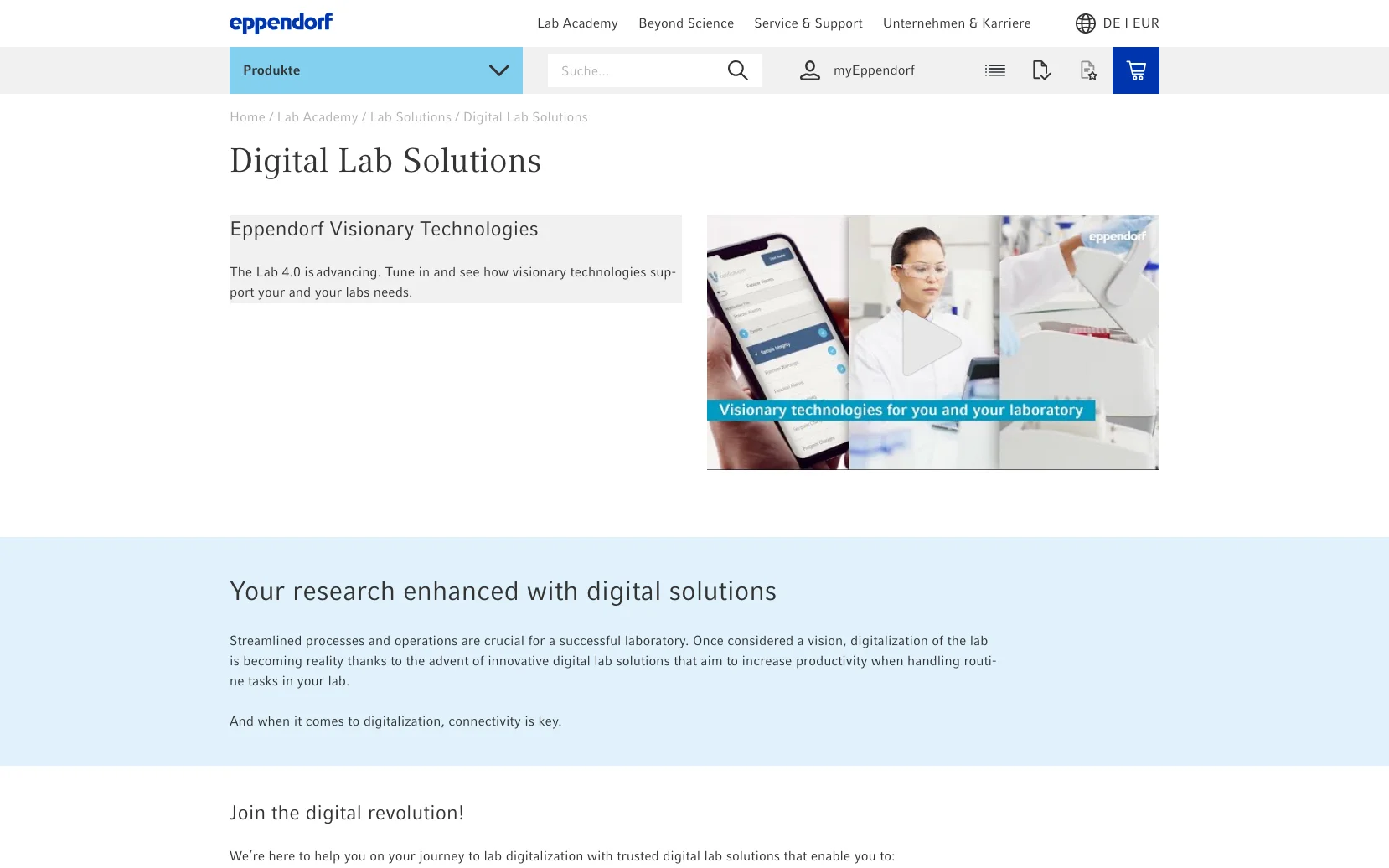 Screenshot-Beleg: Eppendorf — Kriterium 2.5 Einstieg über Anwendung