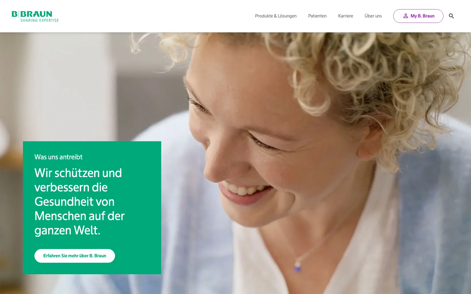 Screenshot-Beleg: B. Braun — Kriterium 1.4 Design & Gesamteindruck