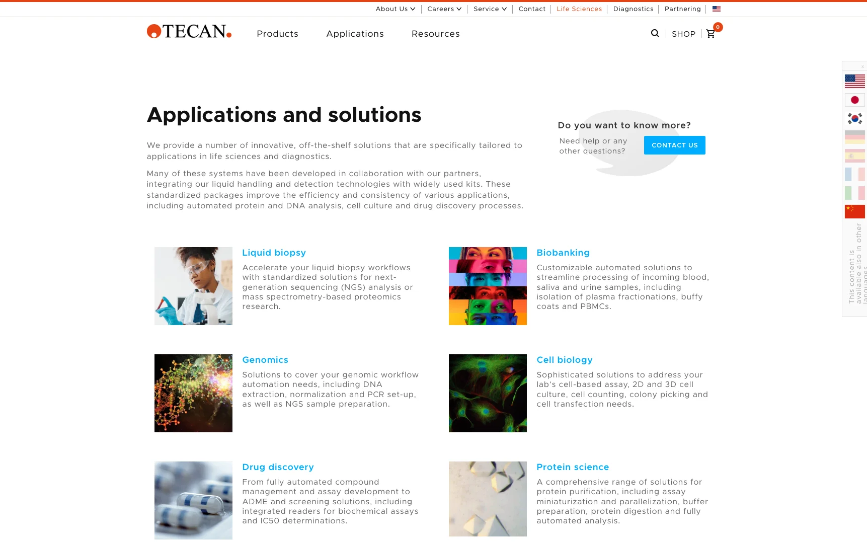 Screenshot-Beleg: Tecan — Kriterium 2.5 Einstieg über Anwendung