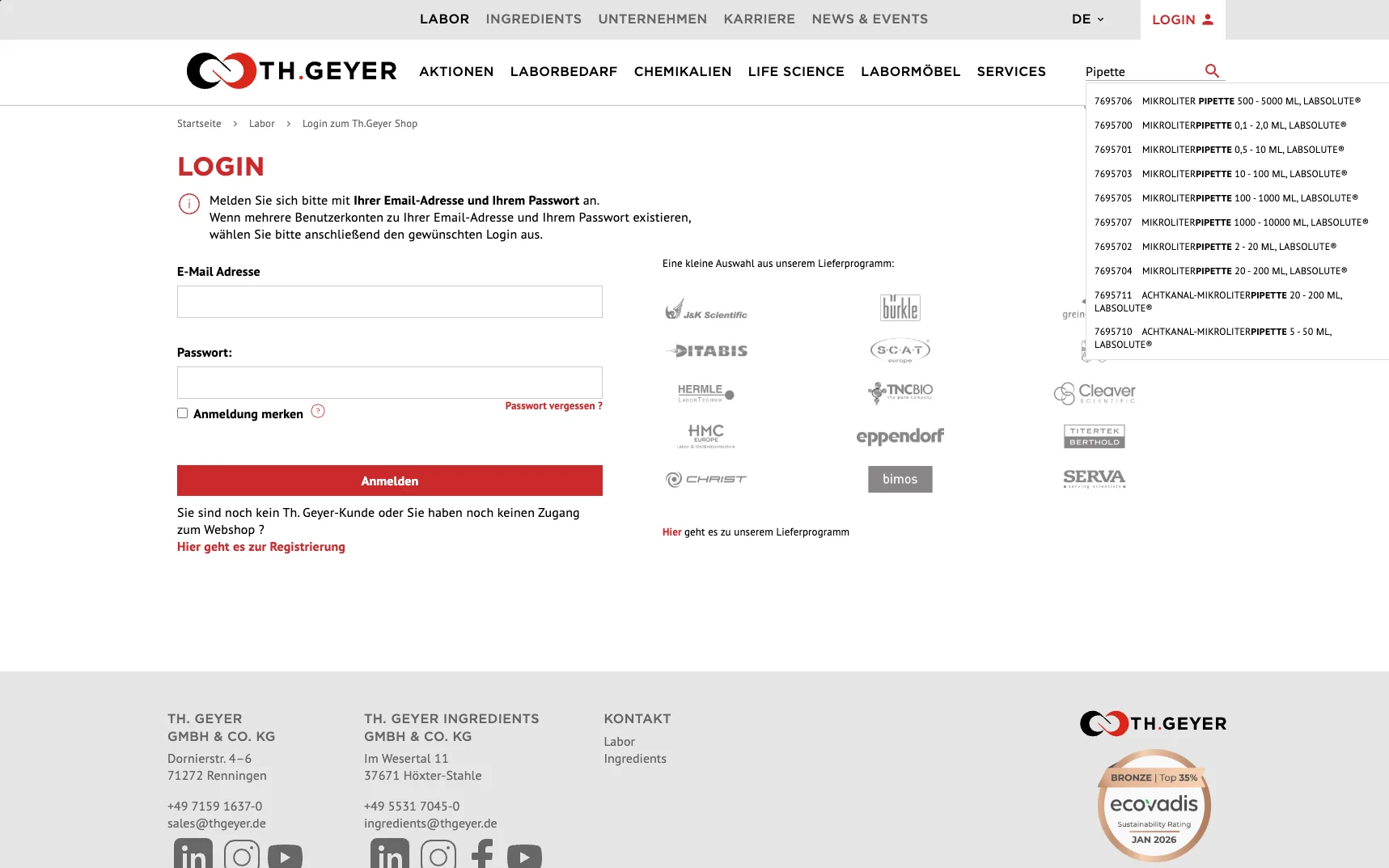 Screenshot-Beleg: Th. Geyer — Kriterium 2.3 Suchvorschläge während der Eingabe