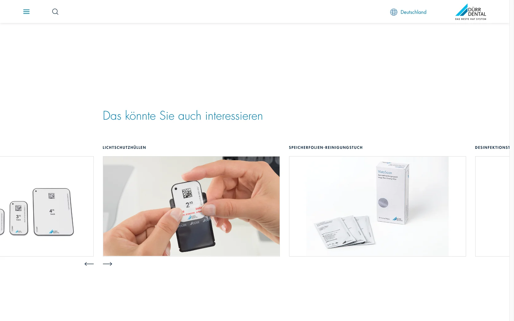 Screenshot-Beleg: Dürr Dental — Kriterium 4.9 Passende Produkte & Zubehör