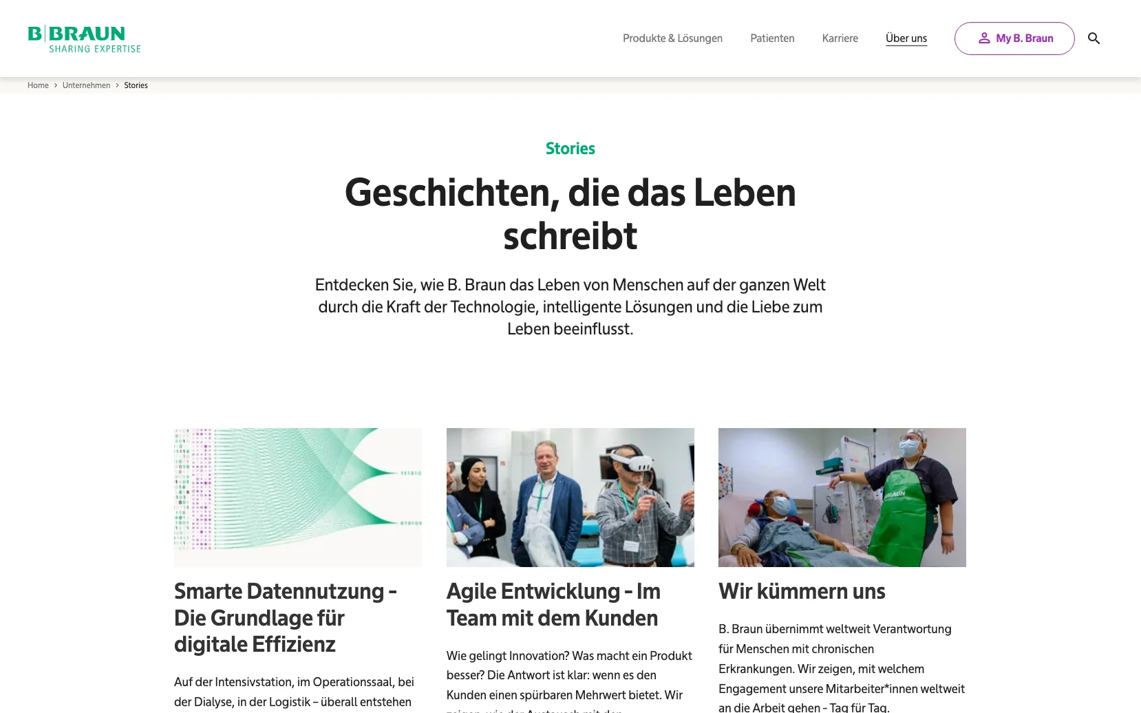 Screenshot-Beleg: B. Braun — Kriterium 6.7 Content-/Ratgeber-Bereich