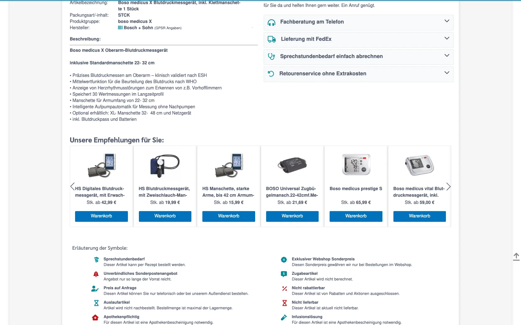 Screenshot-Beleg: Henry Schein Medical — Kriterium 4.9 Passende Produkte & Zubehör