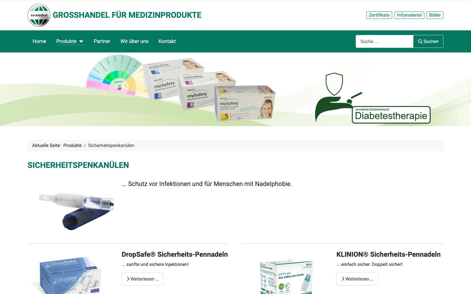 Screenshot-Beleg: Mediq Deutschland — Kriterium 2.1 Suchfeld persistent in Top-Bar