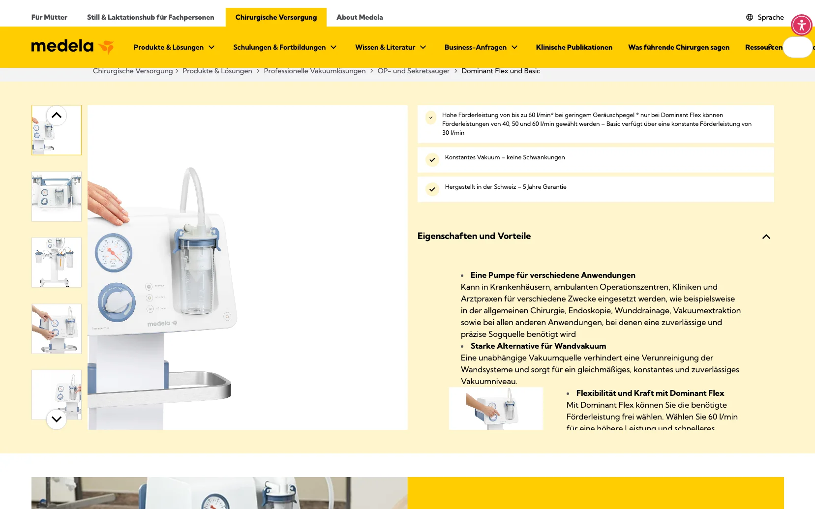 Screenshot-Beleg: Medela — Kriterium 4.3 Strukturierte Produktinformation