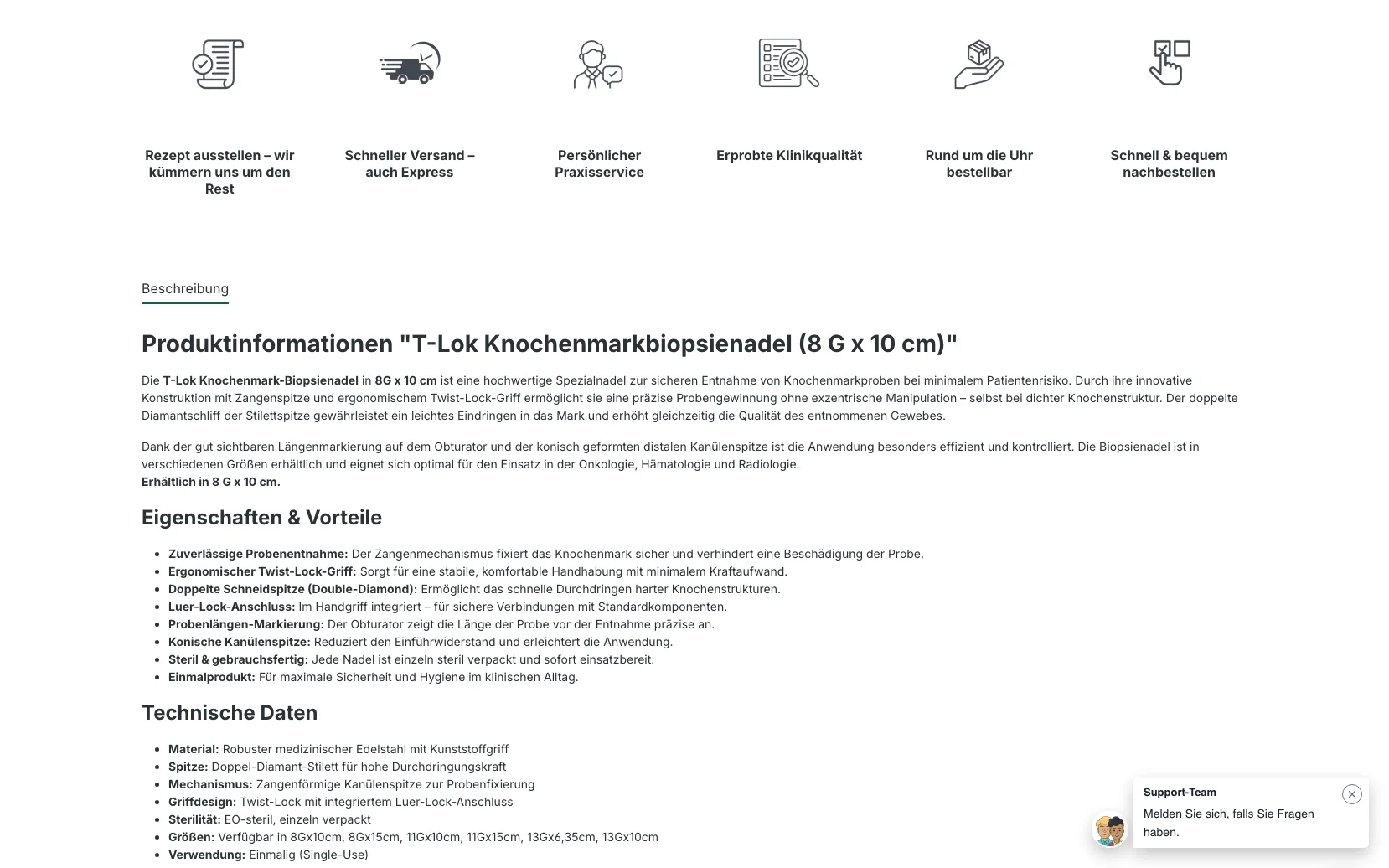 Screenshot-Beleg: embemed — Kriterium 4.3 Strukturierte Produktinformation