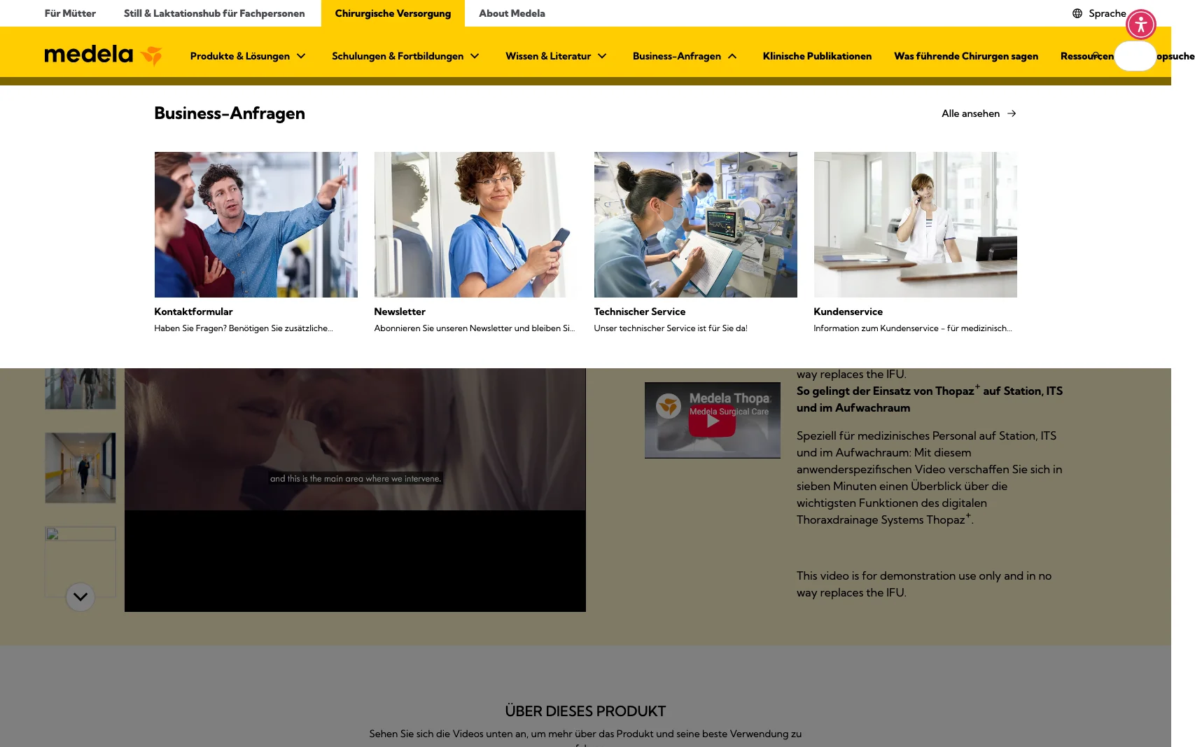 Screenshot-Beleg: Medela — Kriterium 5.1 „Wo kaufen"-Info auf Site