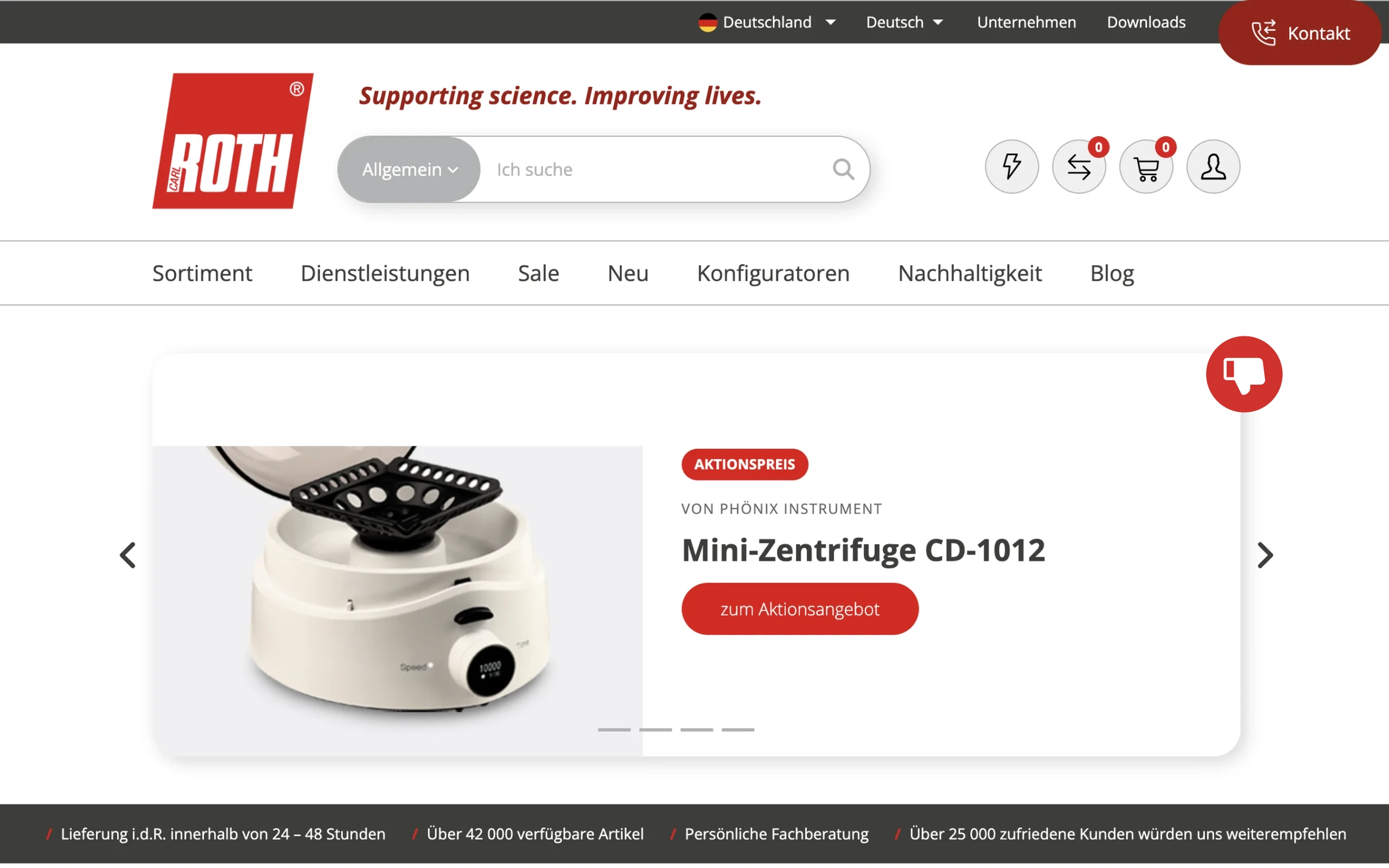 Beleg: Carl Roth — Stammkundenprogramm / Bonus