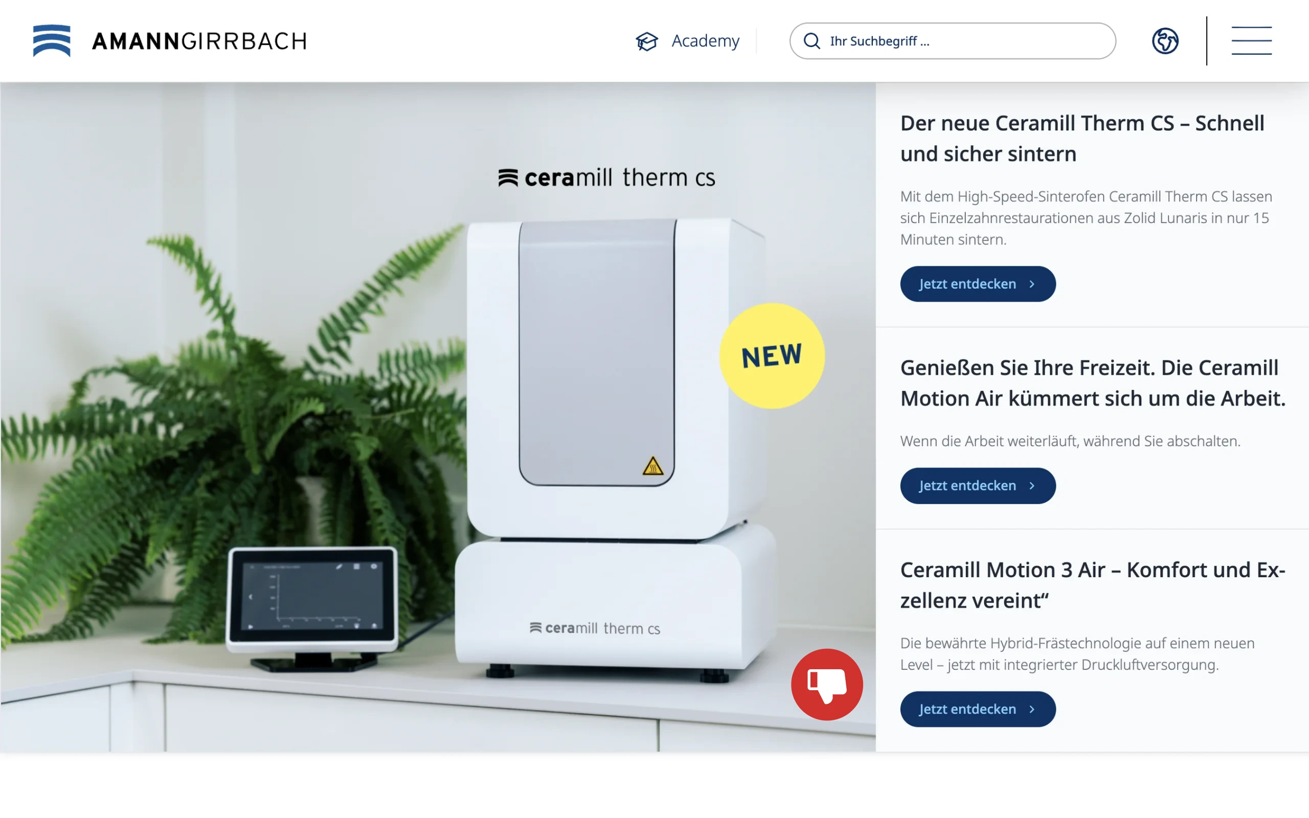 Screenshot-Beleg: Amann Girrbach — Kriterium 6.6 KI-Funktionen / KI-Beratung