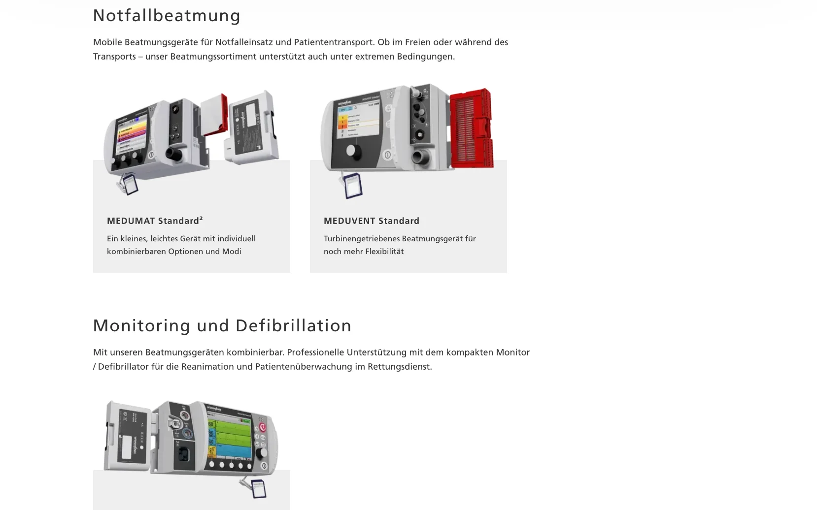 Screenshot-Beleg: Weinmann Emergency — Kriterium 2.5 Einstieg über Anwendung