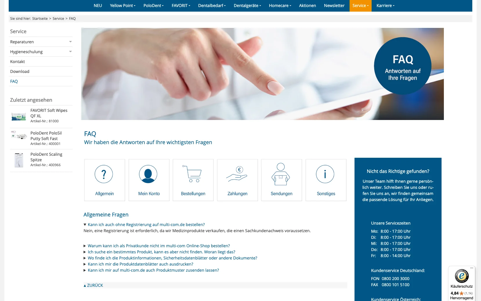 Screenshot-Beleg: multi-com — Kriterium 6.7 Content-/Ratgeber-Bereich