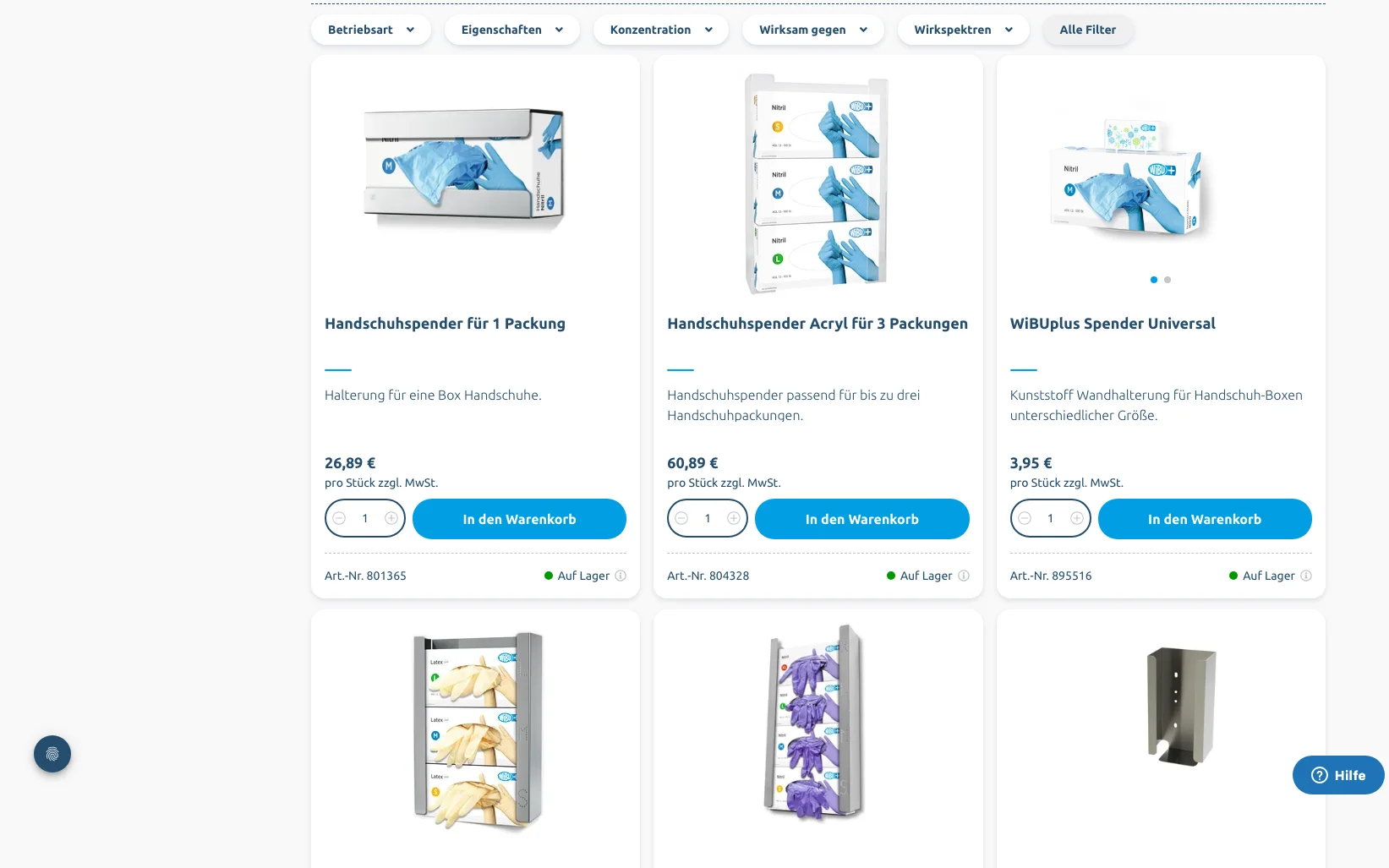 Screenshot-Beleg: WiBU PflegePlus — Kriterium 3.3 Produktidentifikation in der Produktliste