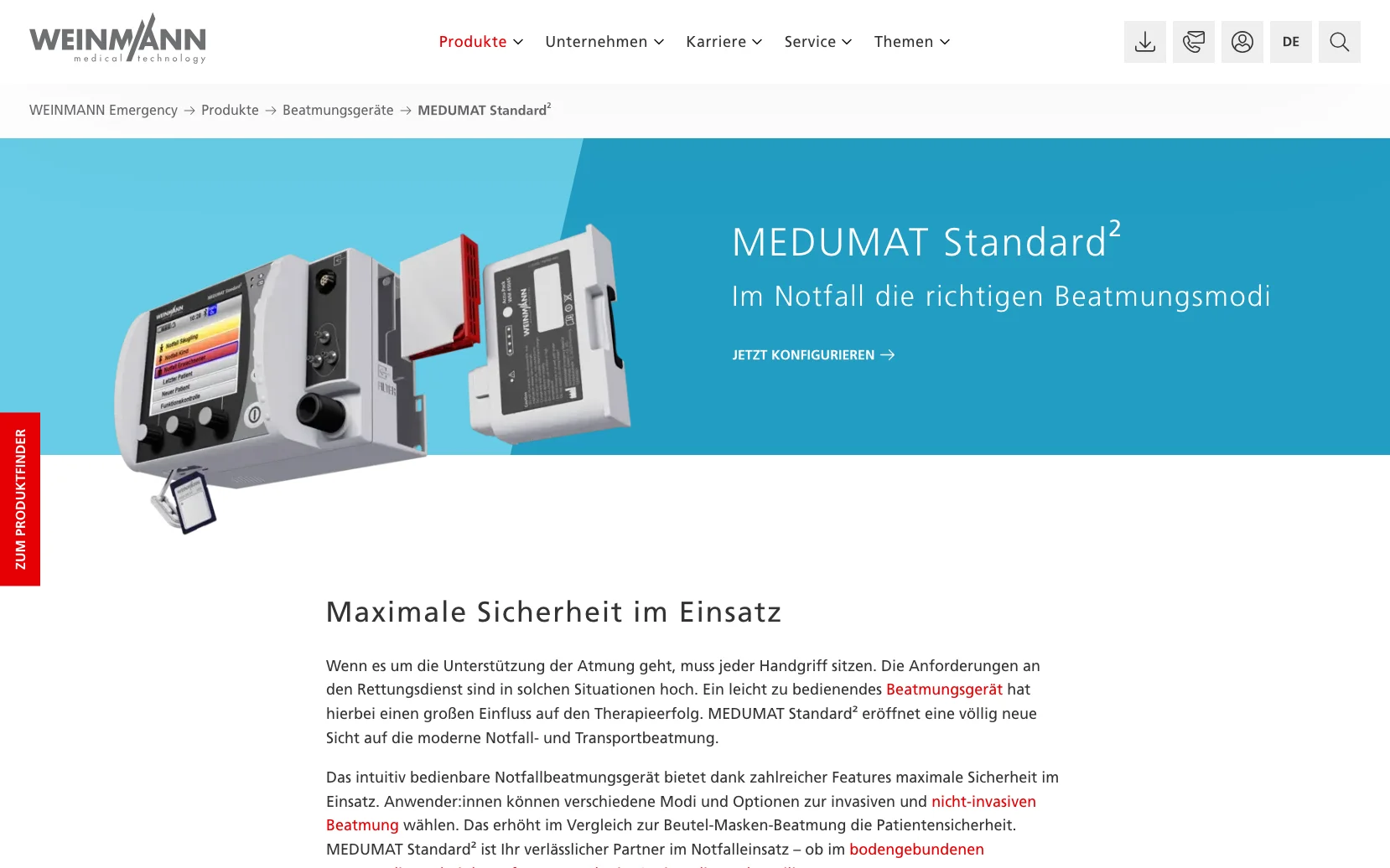 Screenshot-Beleg: Weinmann Emergency — Kriterium 1.4 Design & Gesamteindruck