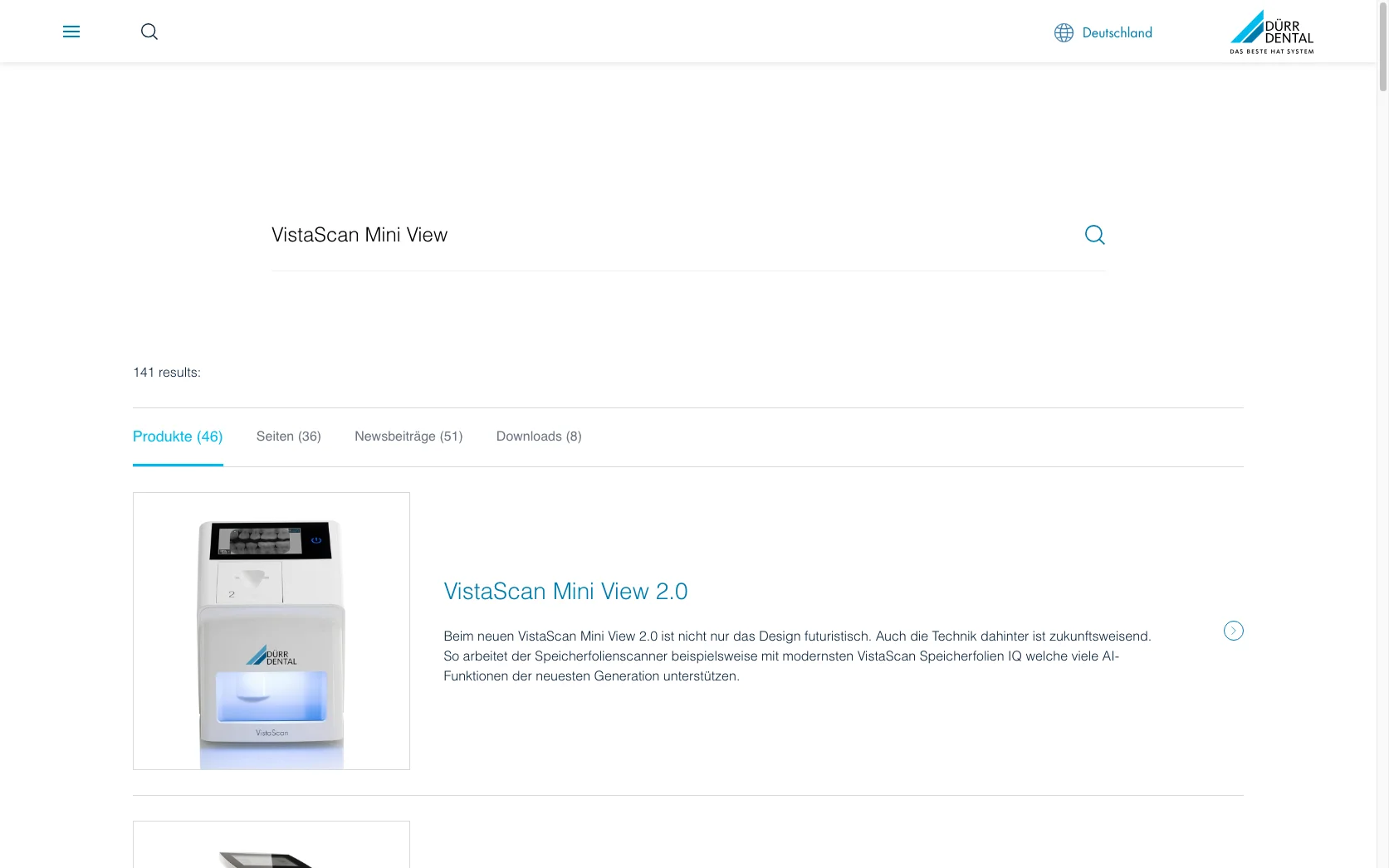 Screenshot-Beleg: Dürr Dental — Kriterium 2.2 Suche per Artikelnr./PZN/REF